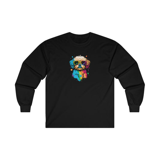 Dog with Sunglasses Long Sleeve Tee 003
