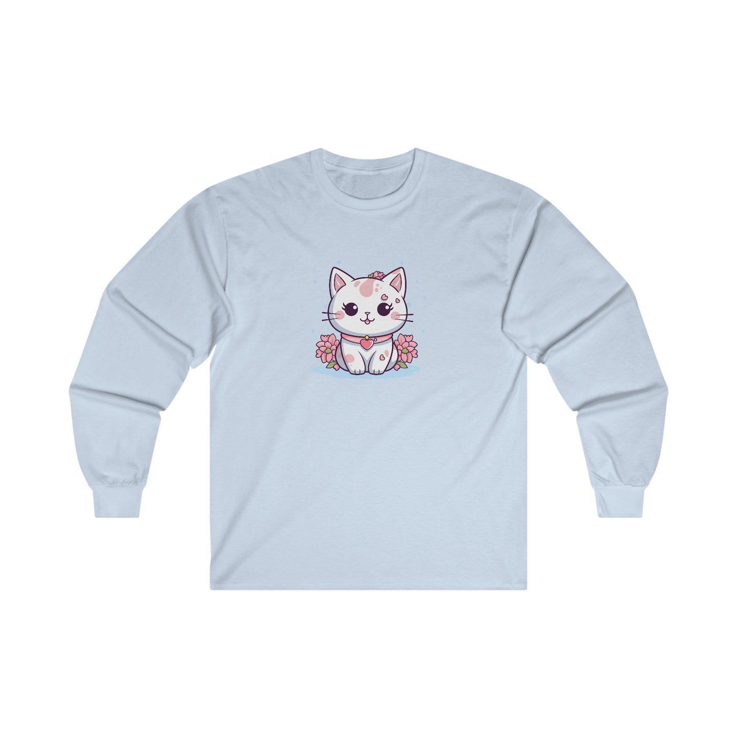 Cute Pink Cat Long Sleeve Tee
