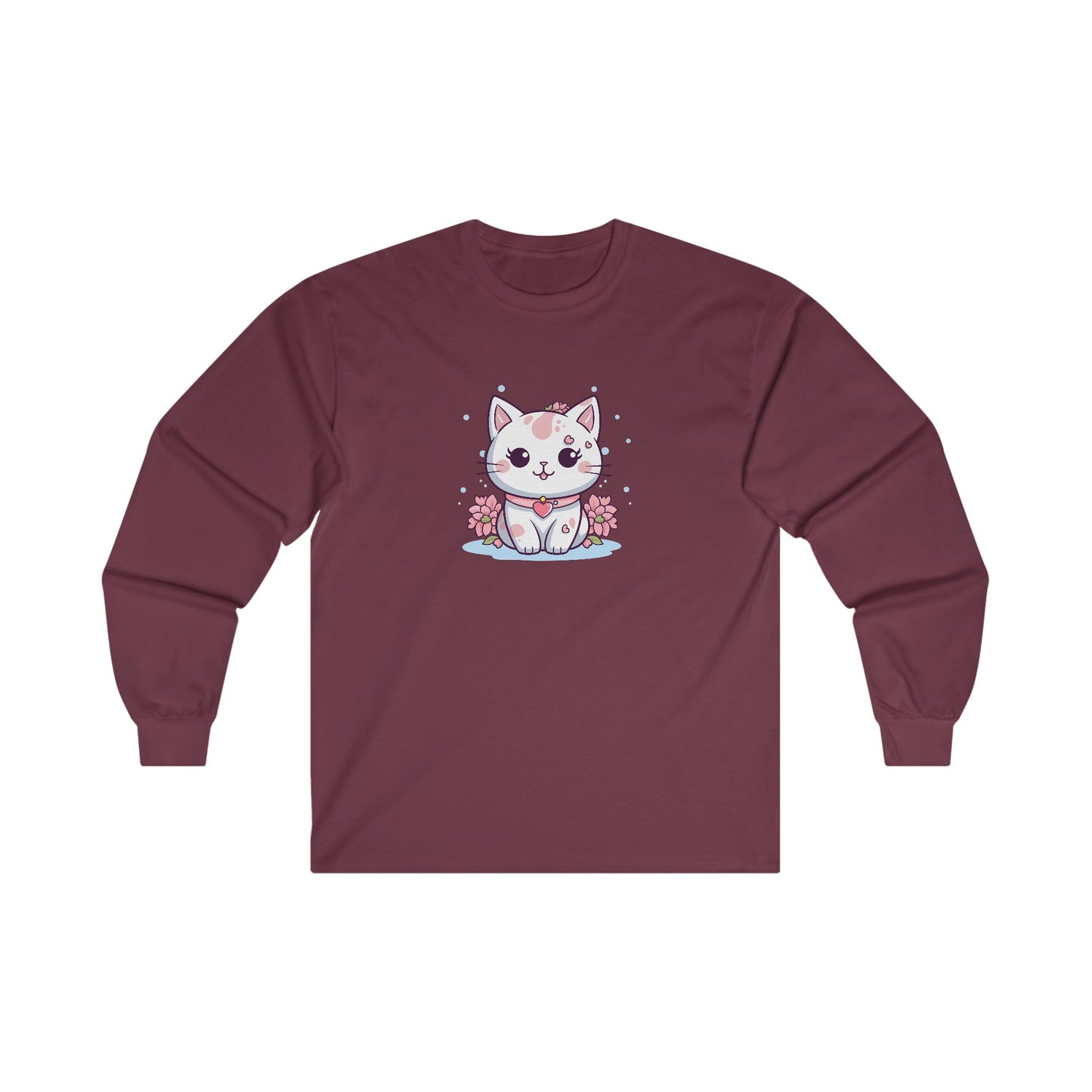 Cute Pink Cat Long Sleeve Tee