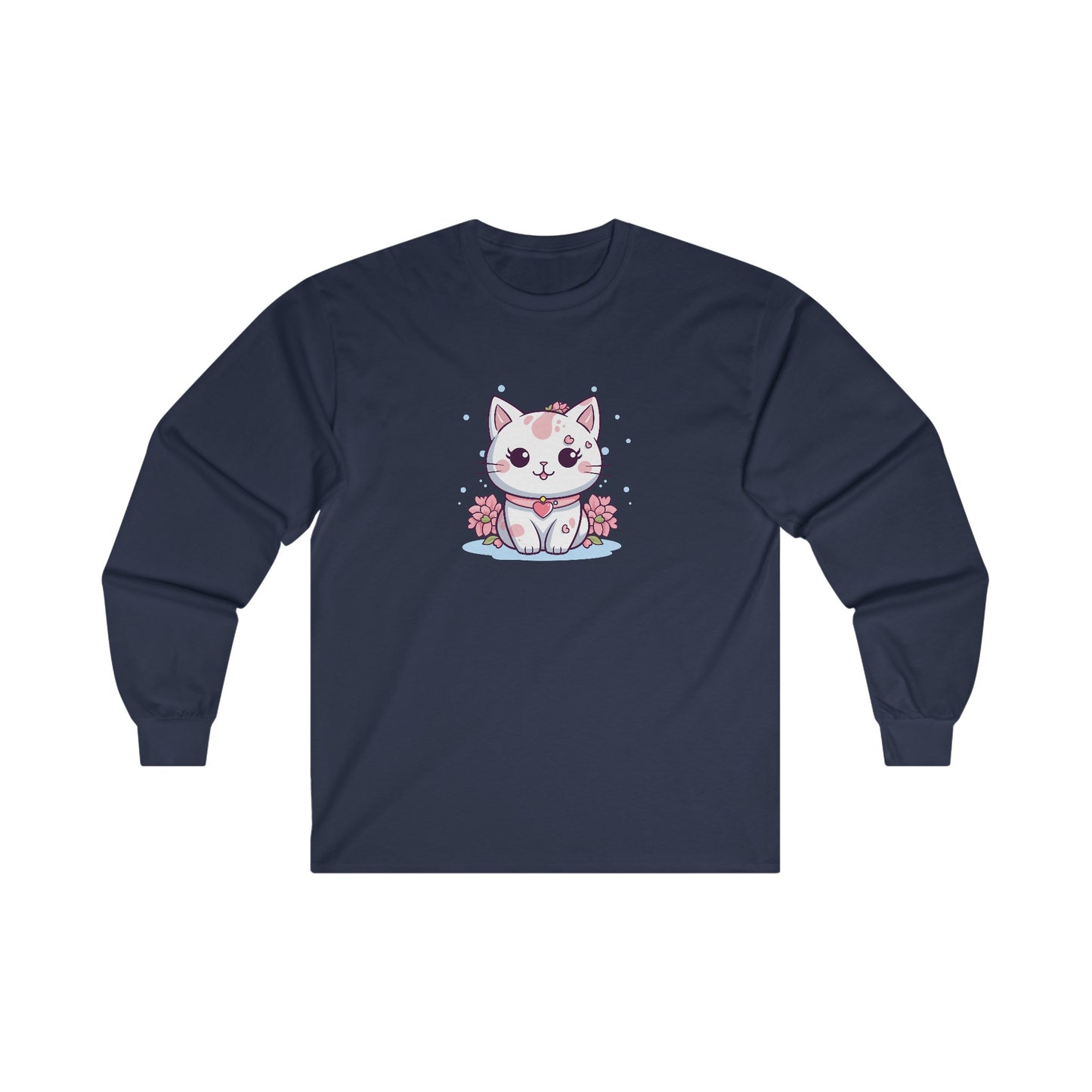 Cute Pink Cat Long Sleeve Tee