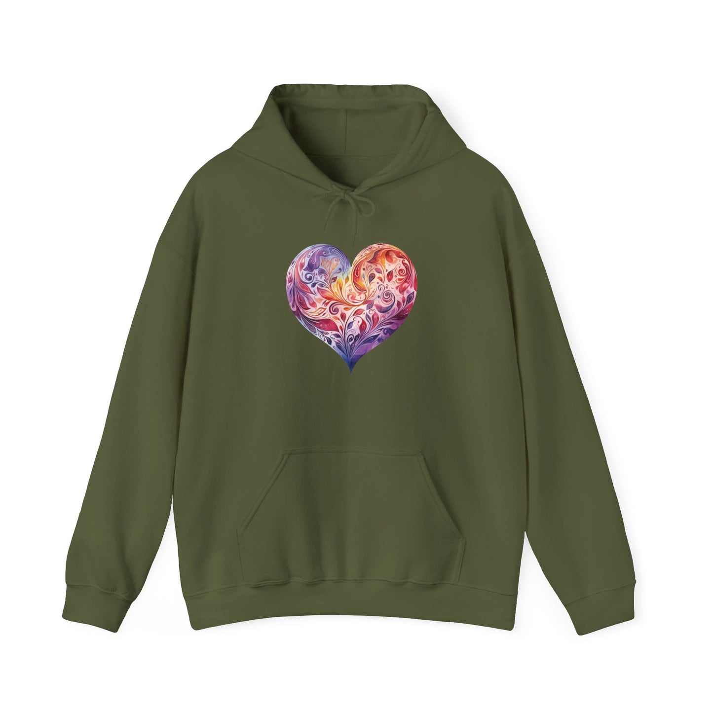 Watercolor Heart Hooded Sweatshirt 003