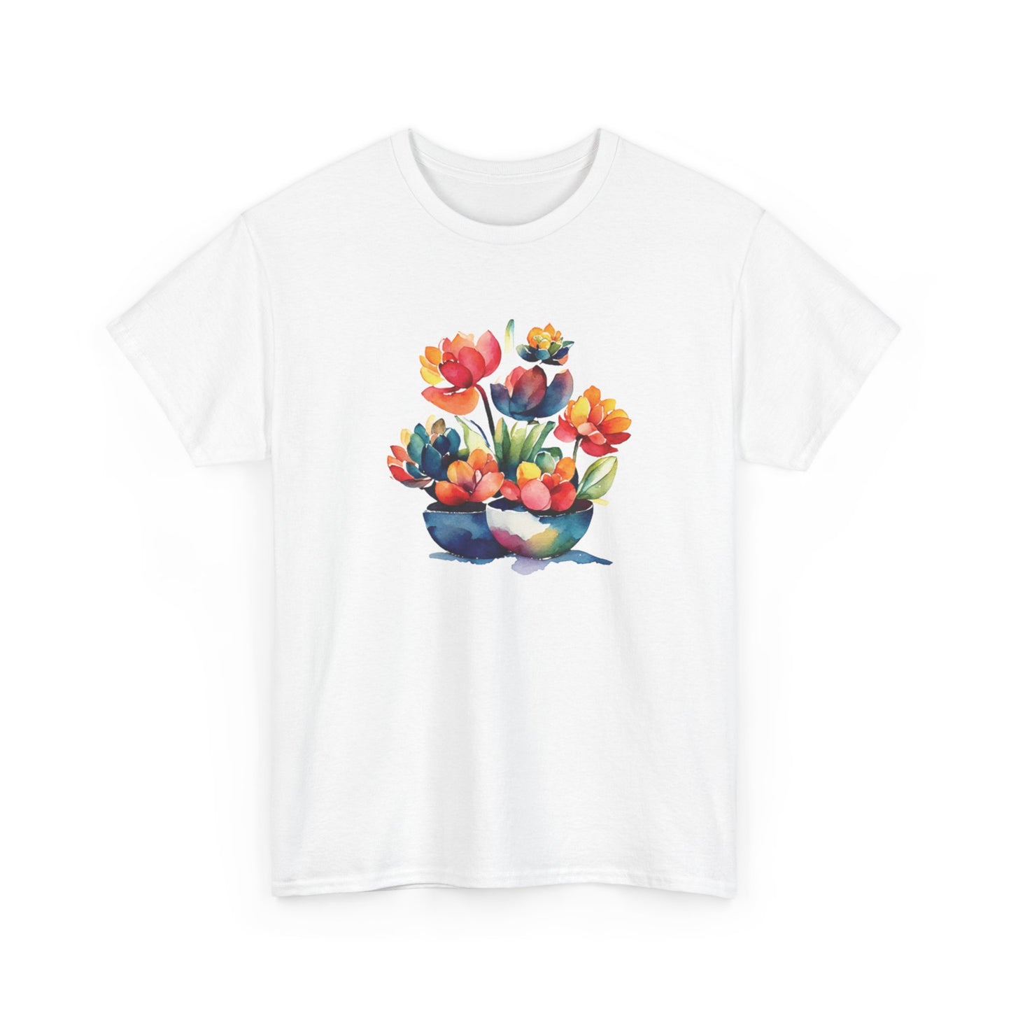 Watercolor Succulent Flowers Short Sleeve Tee