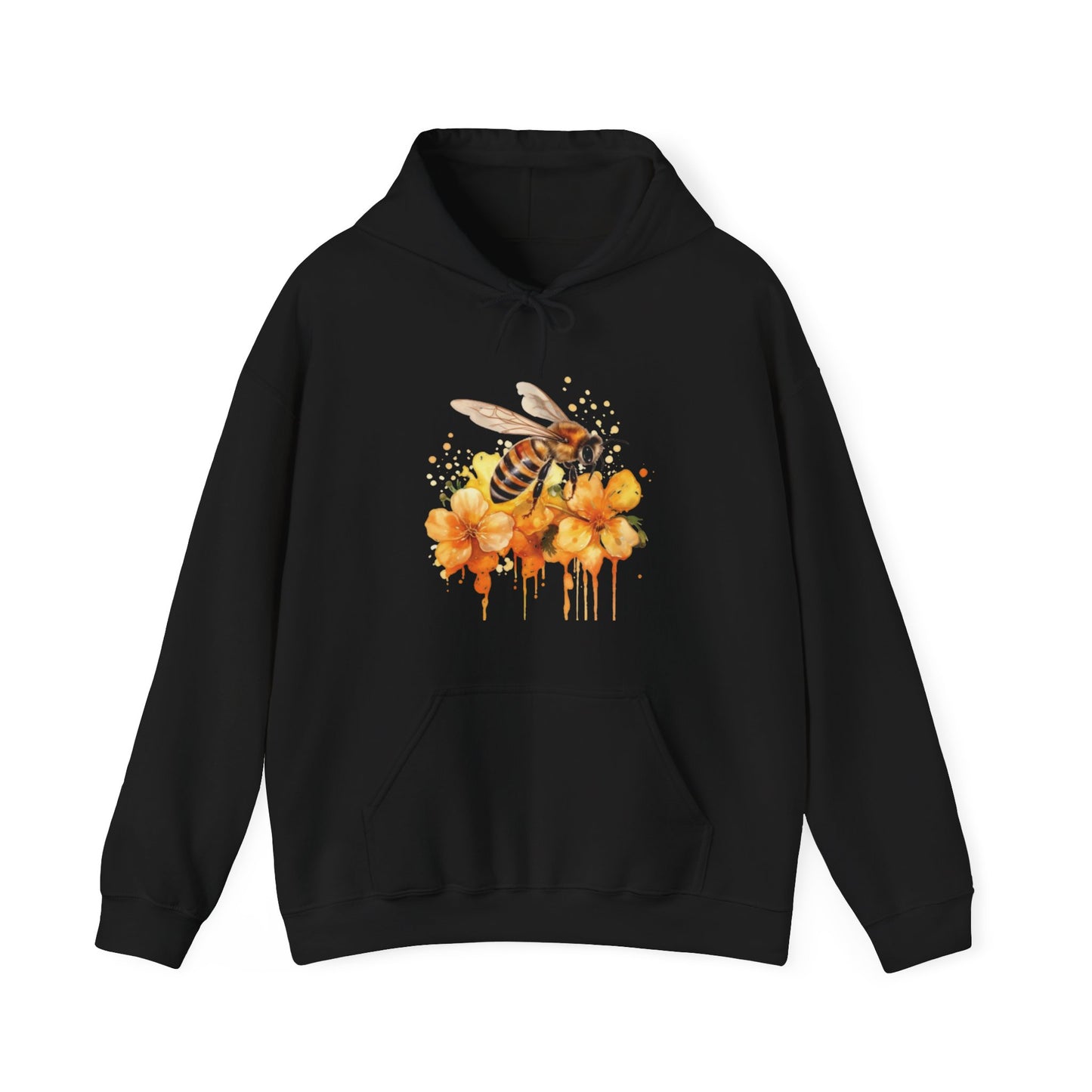 Watercolor Bee and Flowers Hooded Sweatshirt