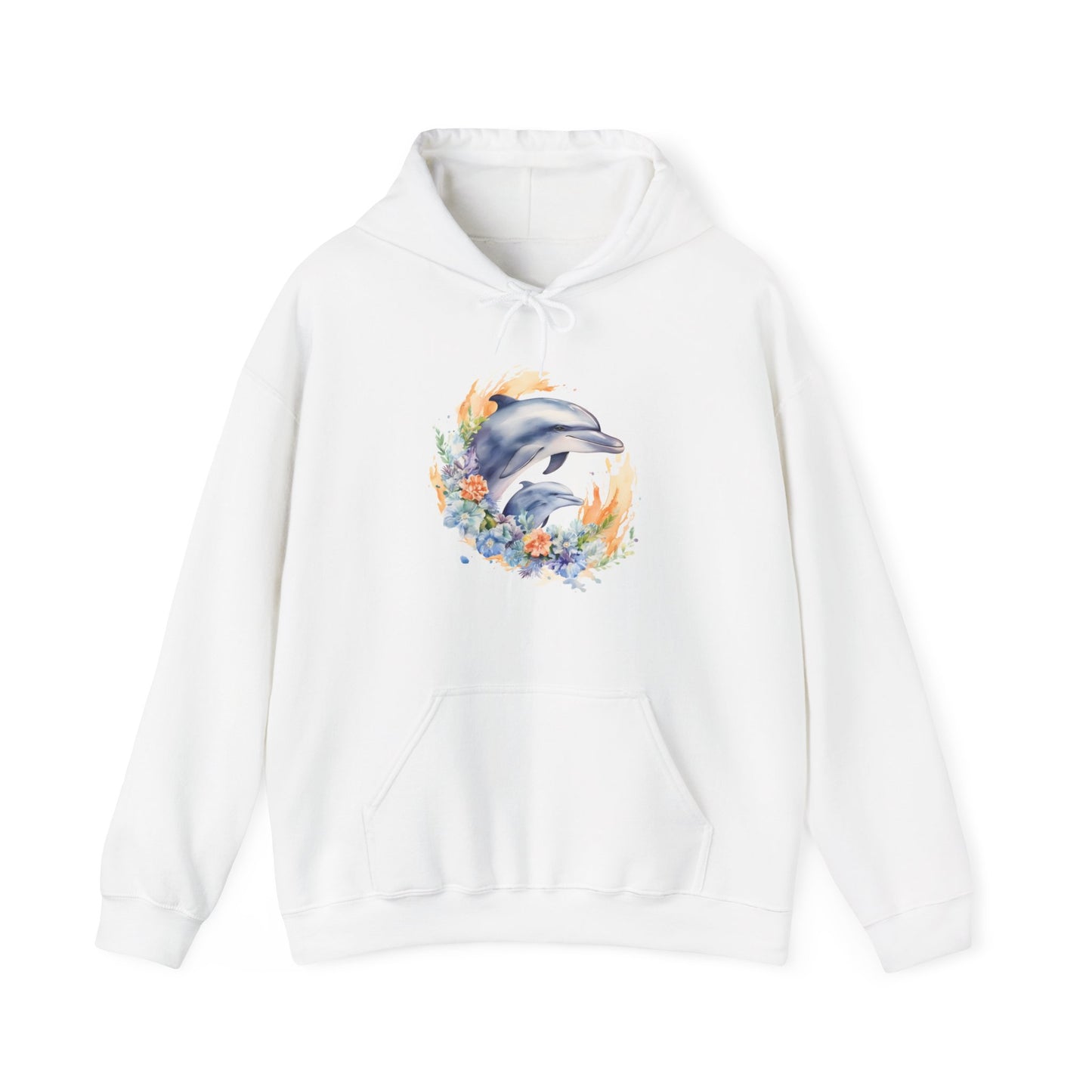 Watercolor Dolphins Hooded Sweatshirt