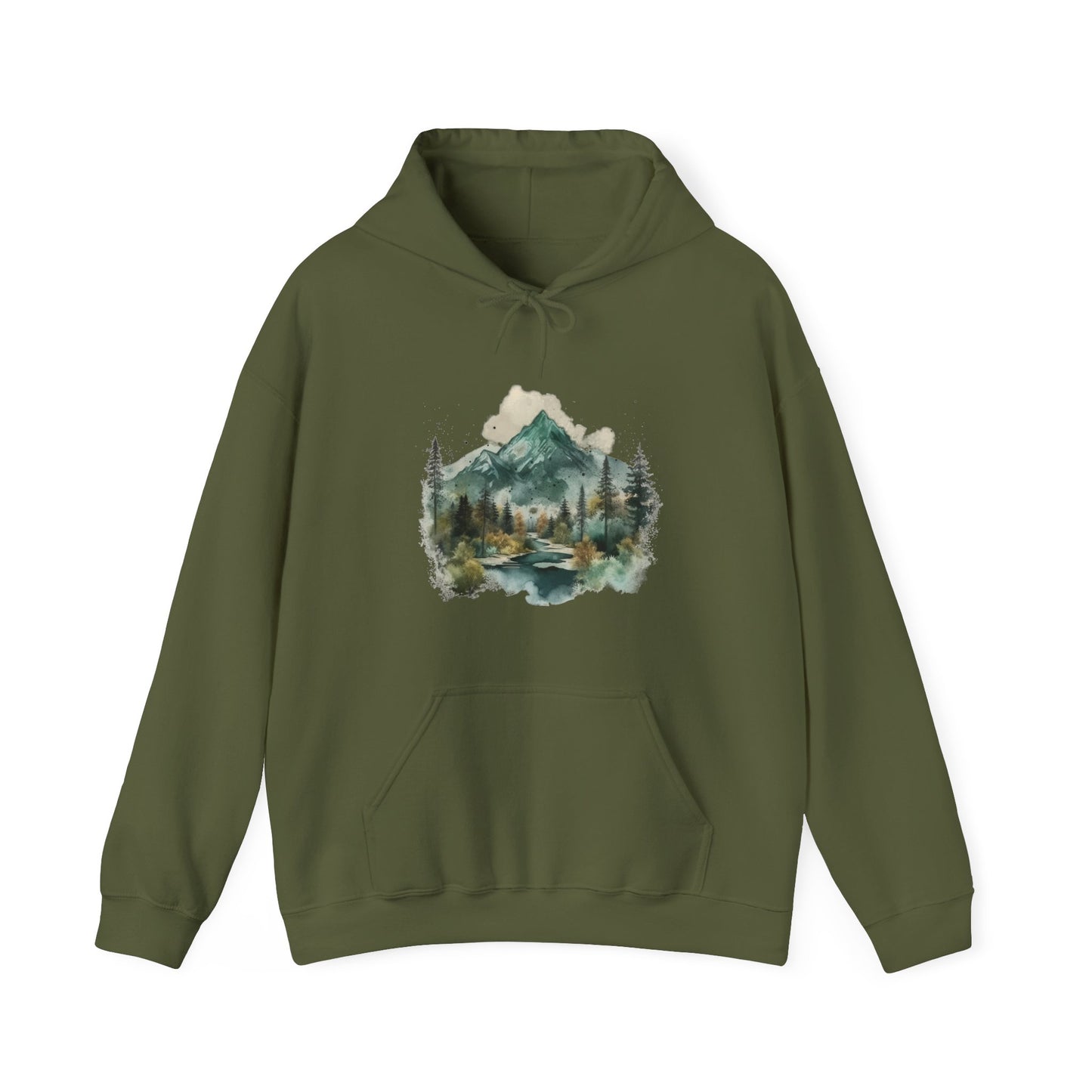 Watercolor Mountains Hooded Sweatshirt