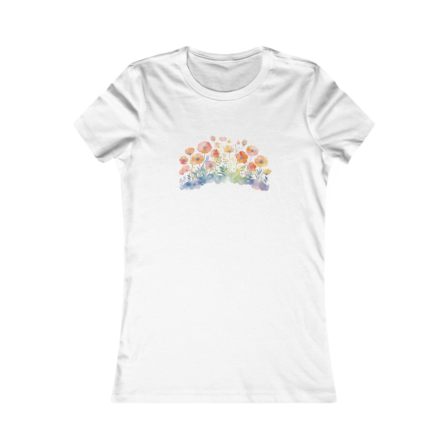 Pretty Watercolor Flowers Fitted Tee