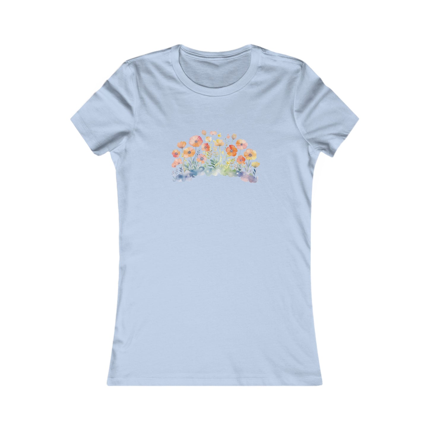Pretty Watercolor Flowers Fitted Tee