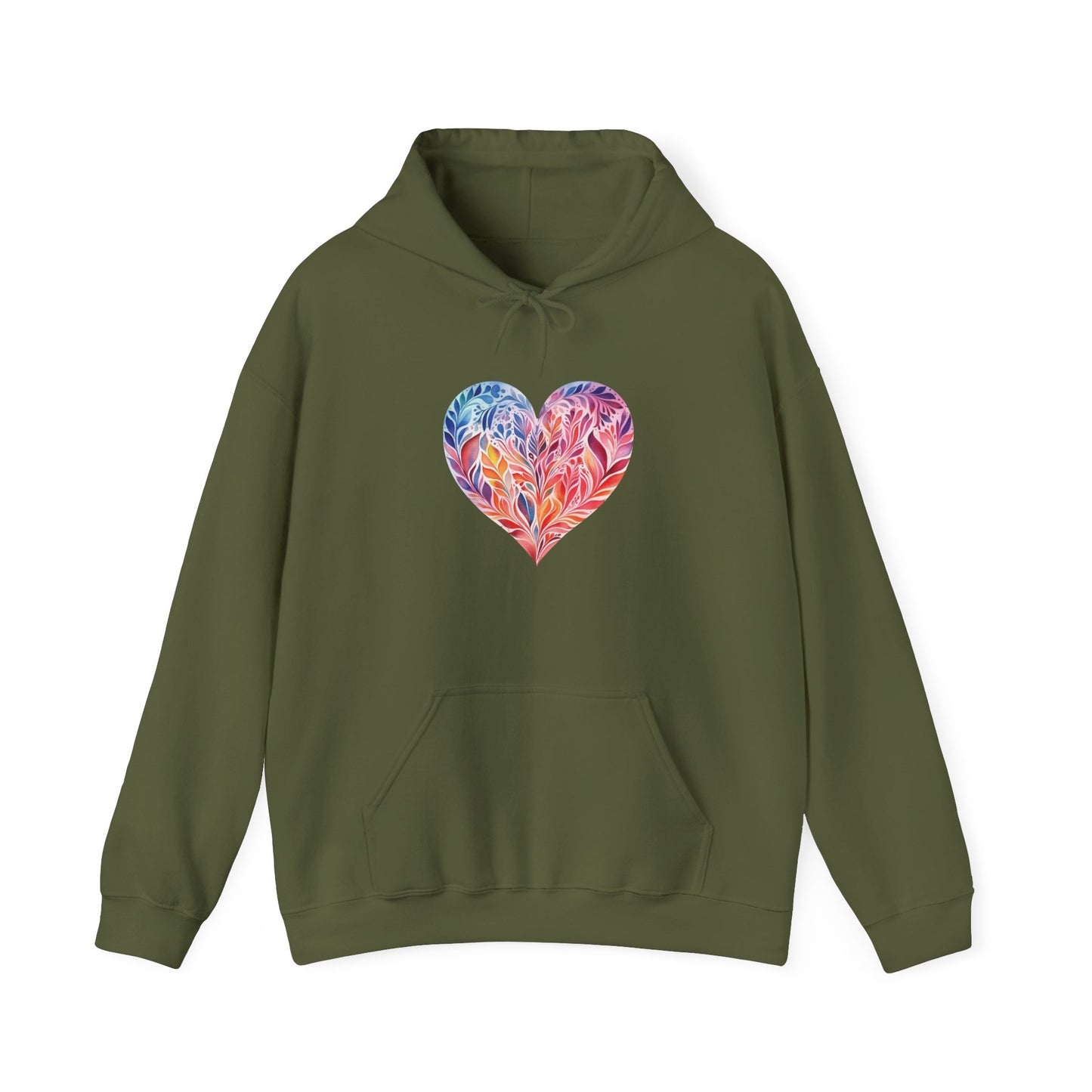Watercolor Heart Hooded Sweatshirt 001