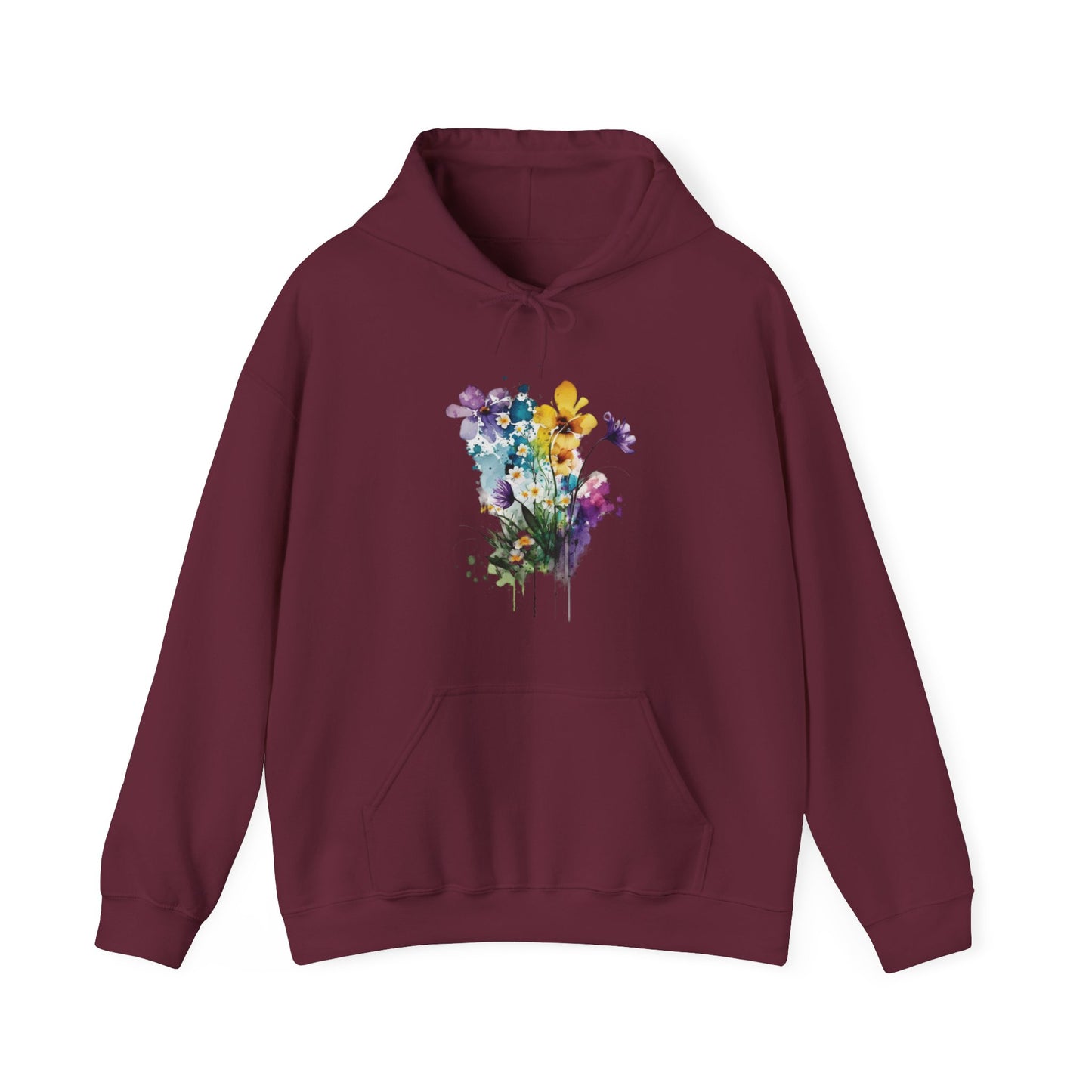 Watercolor Spring Flowers Hooded Sweatshirt