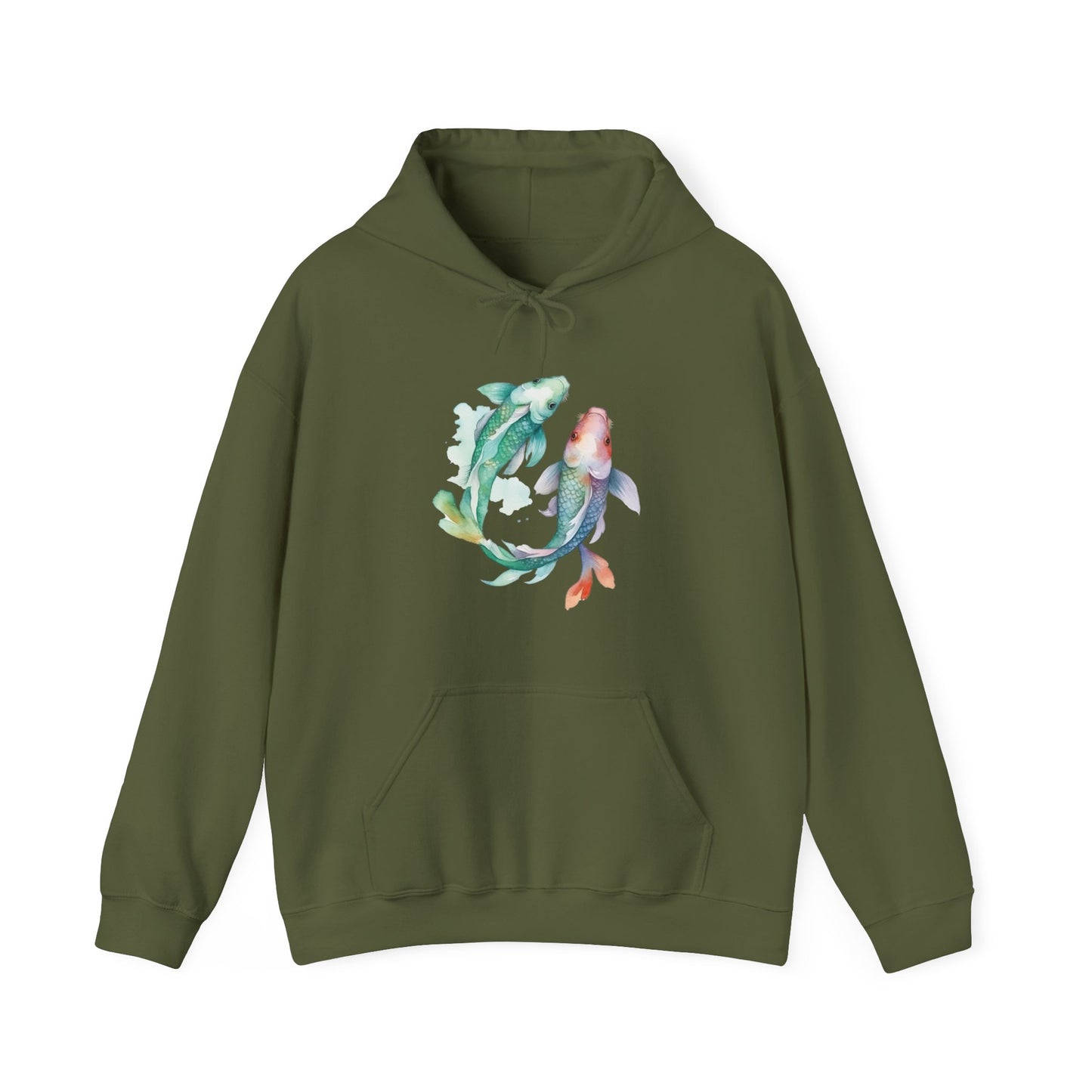 Watercolor Fish Hooded Sweatshirt
