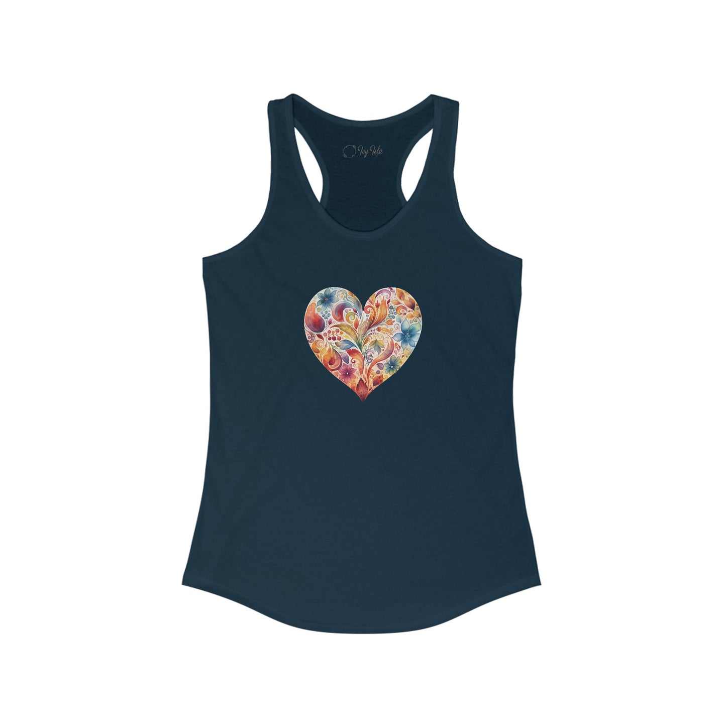 Watercolor Heart Racerback Tank 002