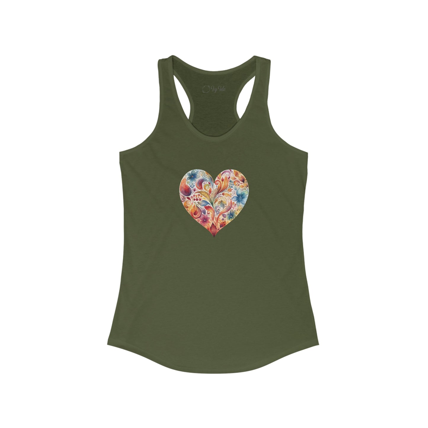 Watercolor Heart Racerback Tank 002