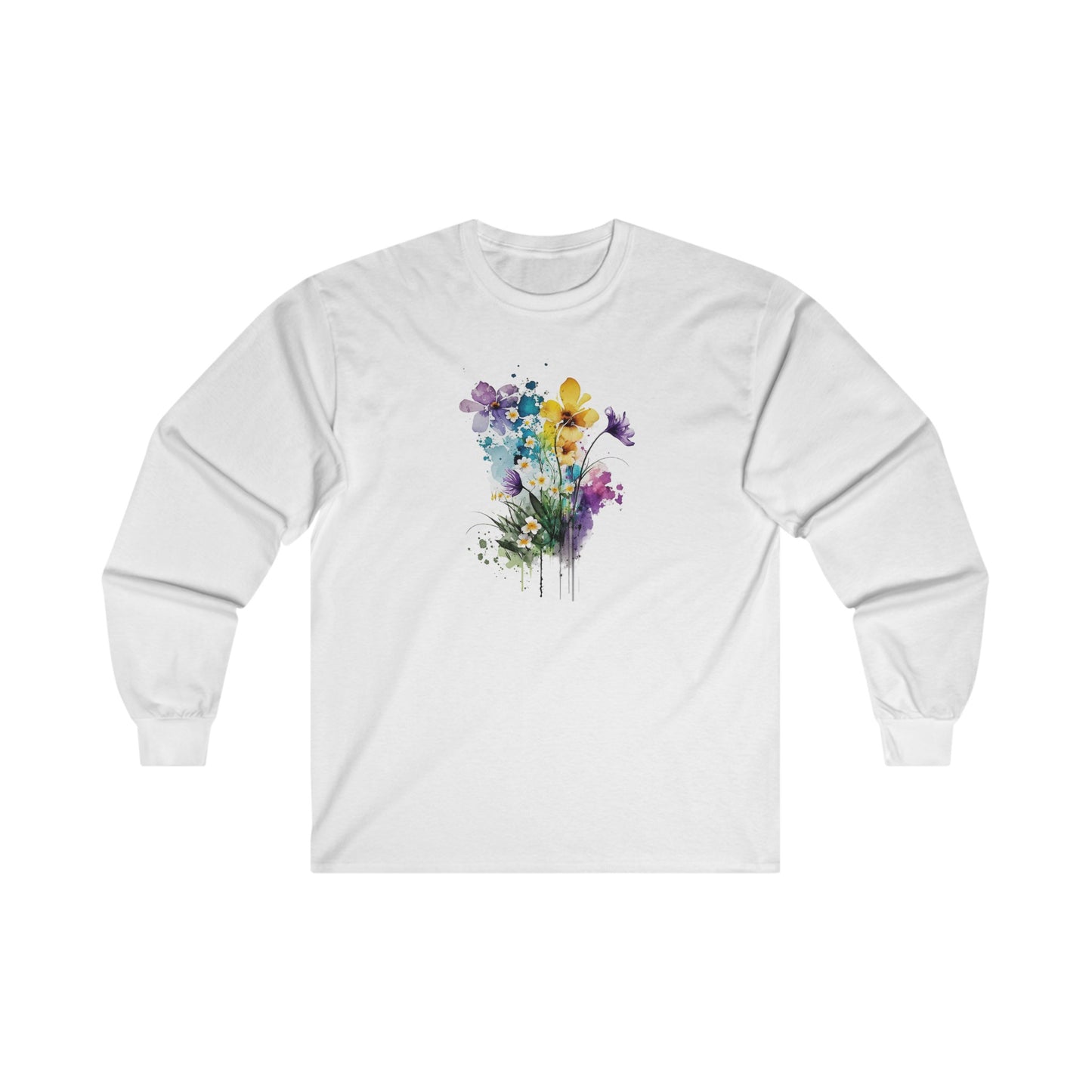 Watercolor Spring Flowers Long Sleeve Tee