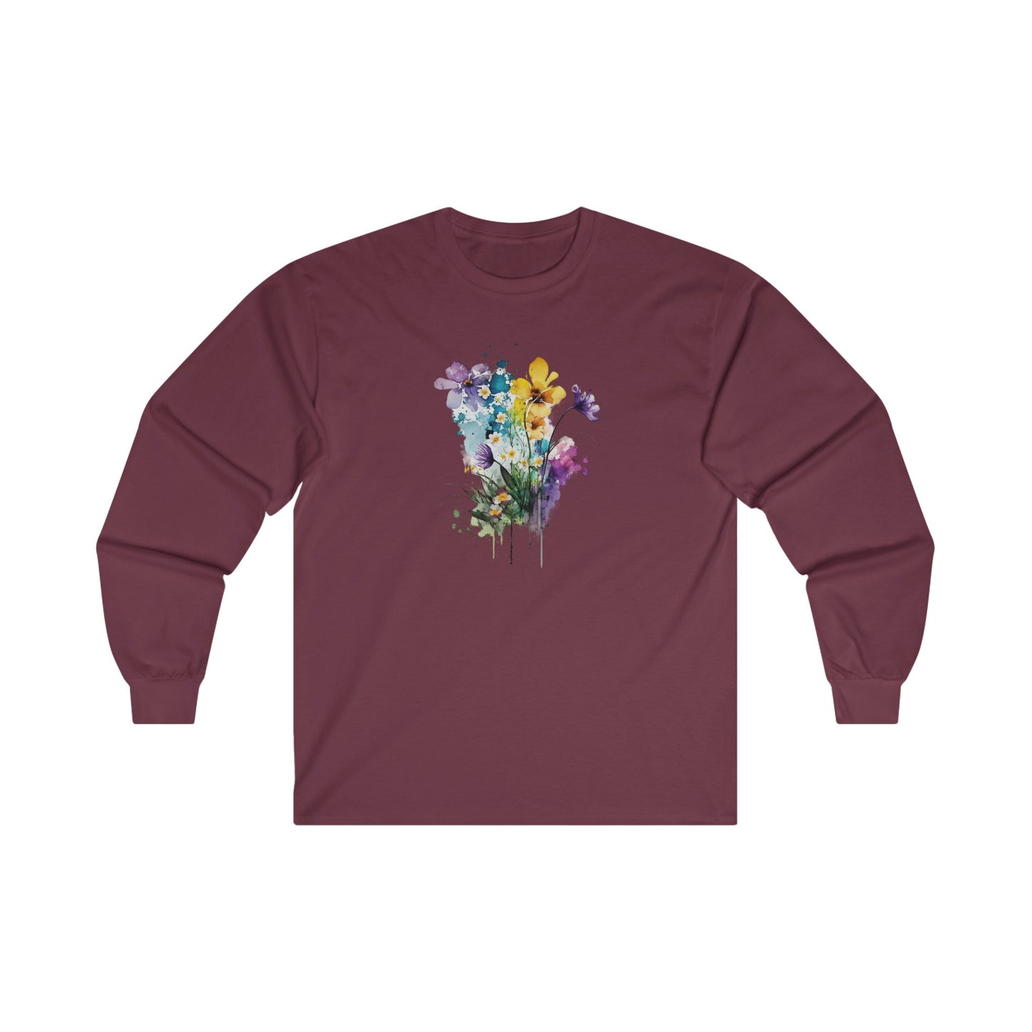 Watercolor Spring Flowers Long Sleeve Tee