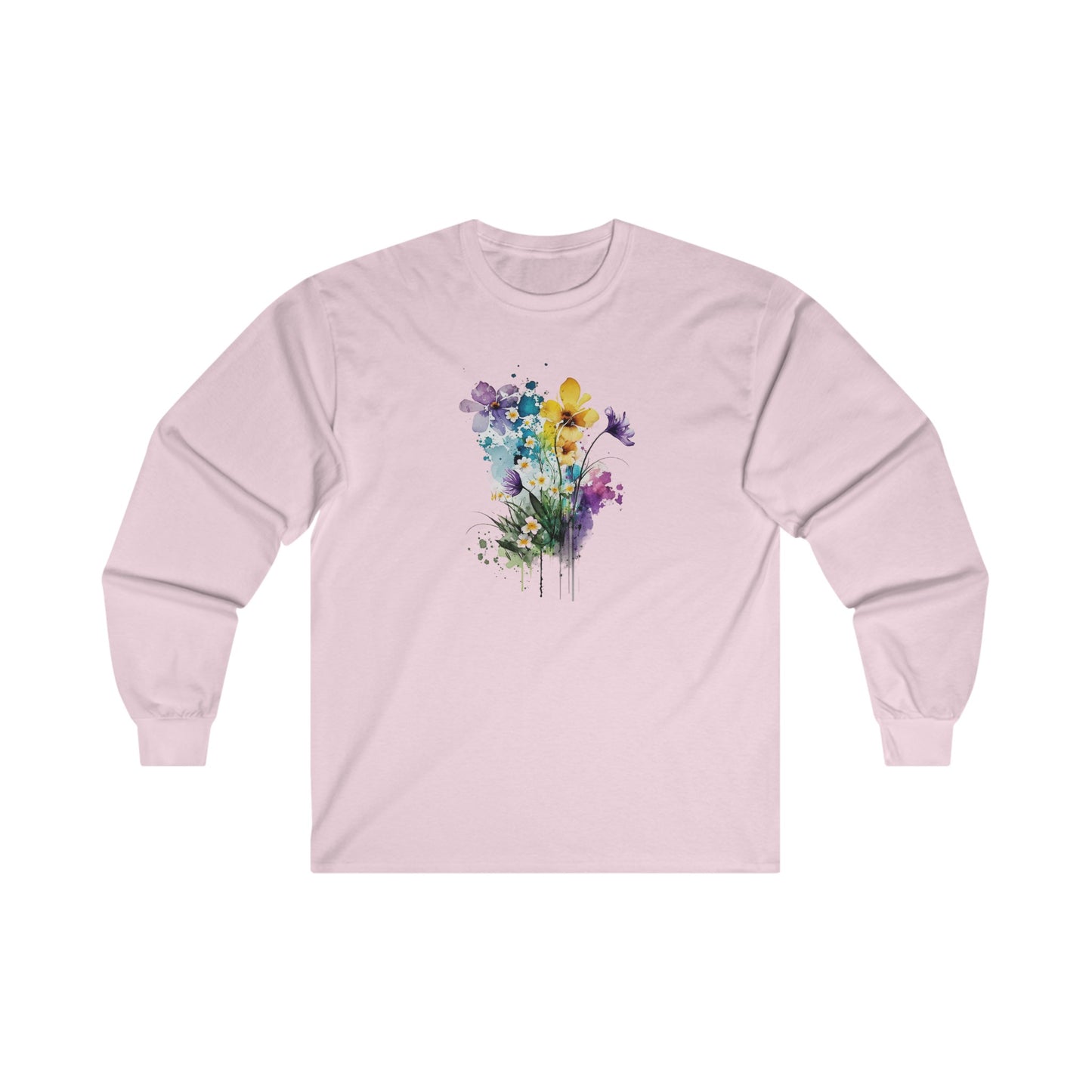 Watercolor Spring Flowers Long Sleeve Tee