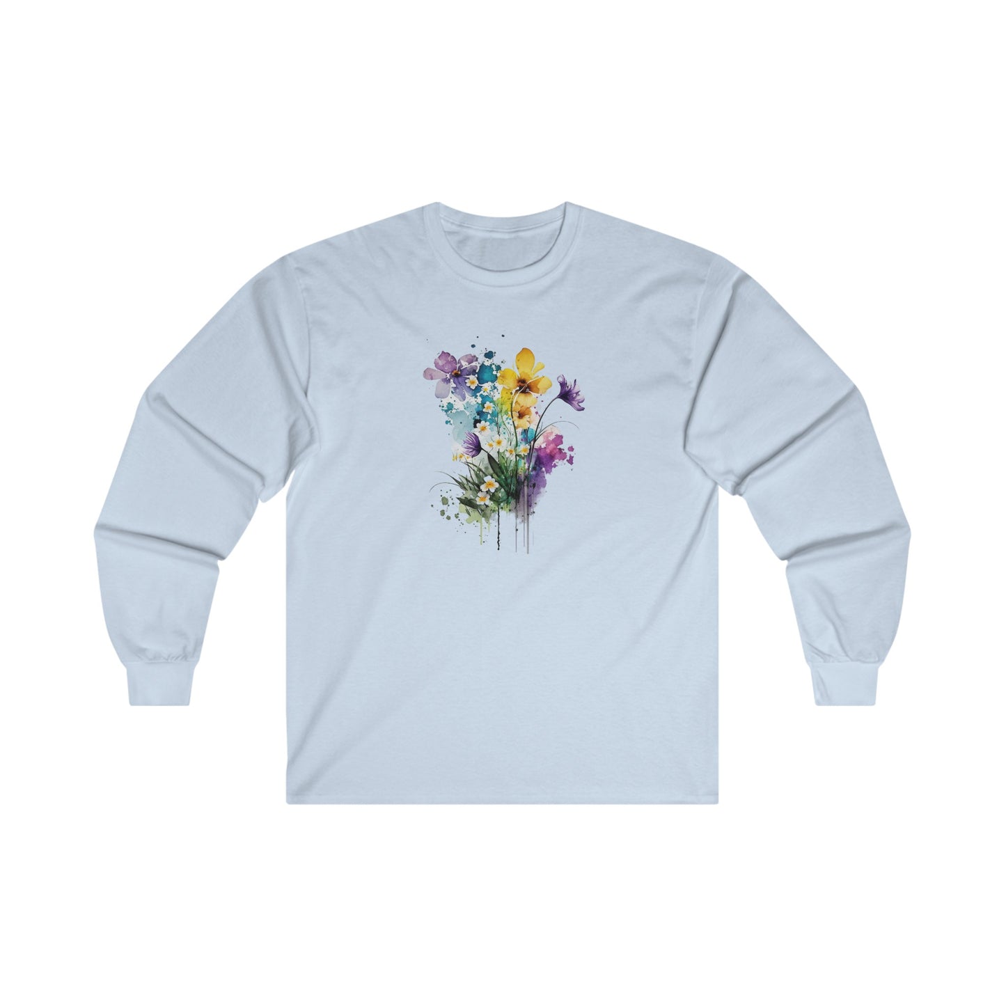 Watercolor Spring Flowers Long Sleeve Tee