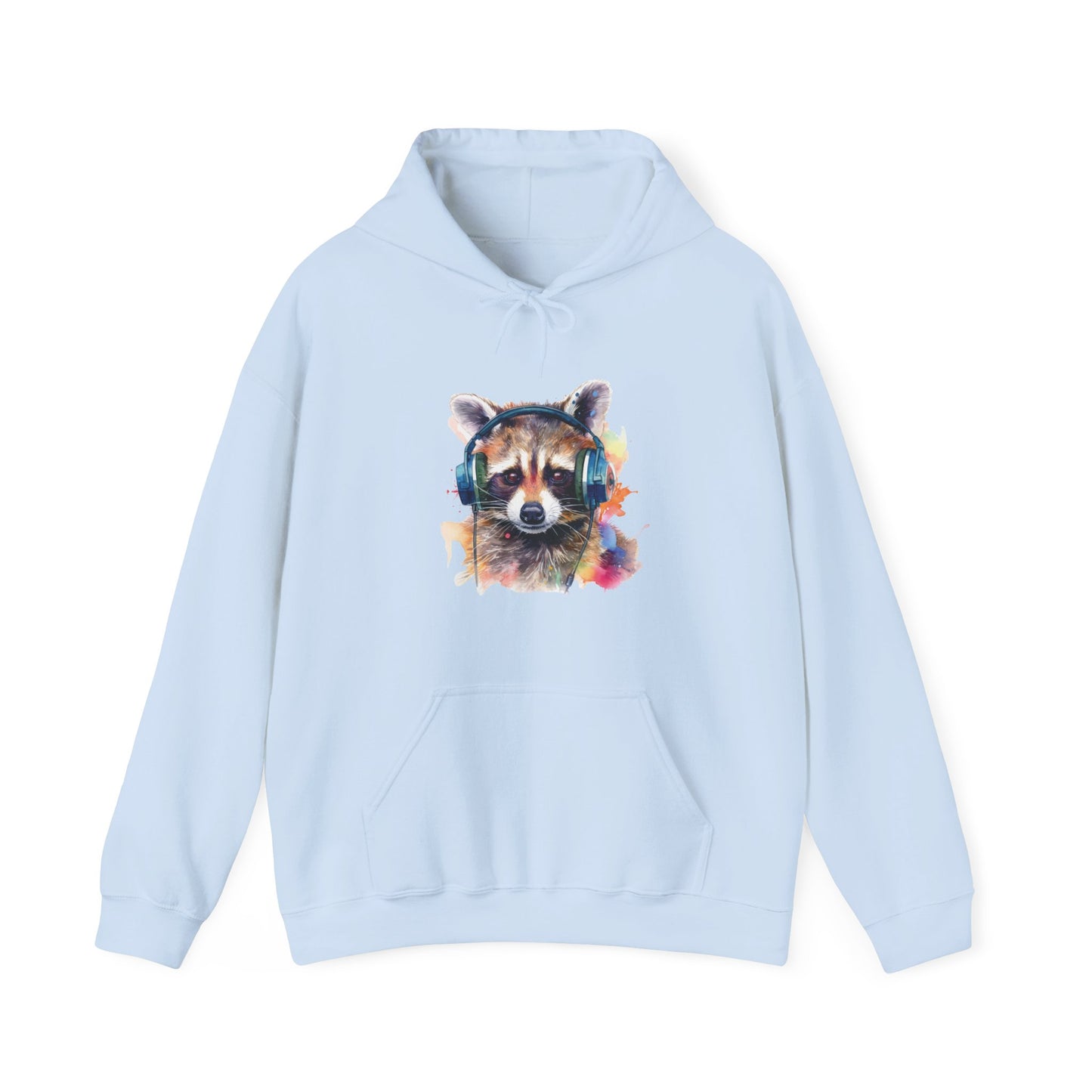 Raccoon with Headphones Hooded Sweatshirt
