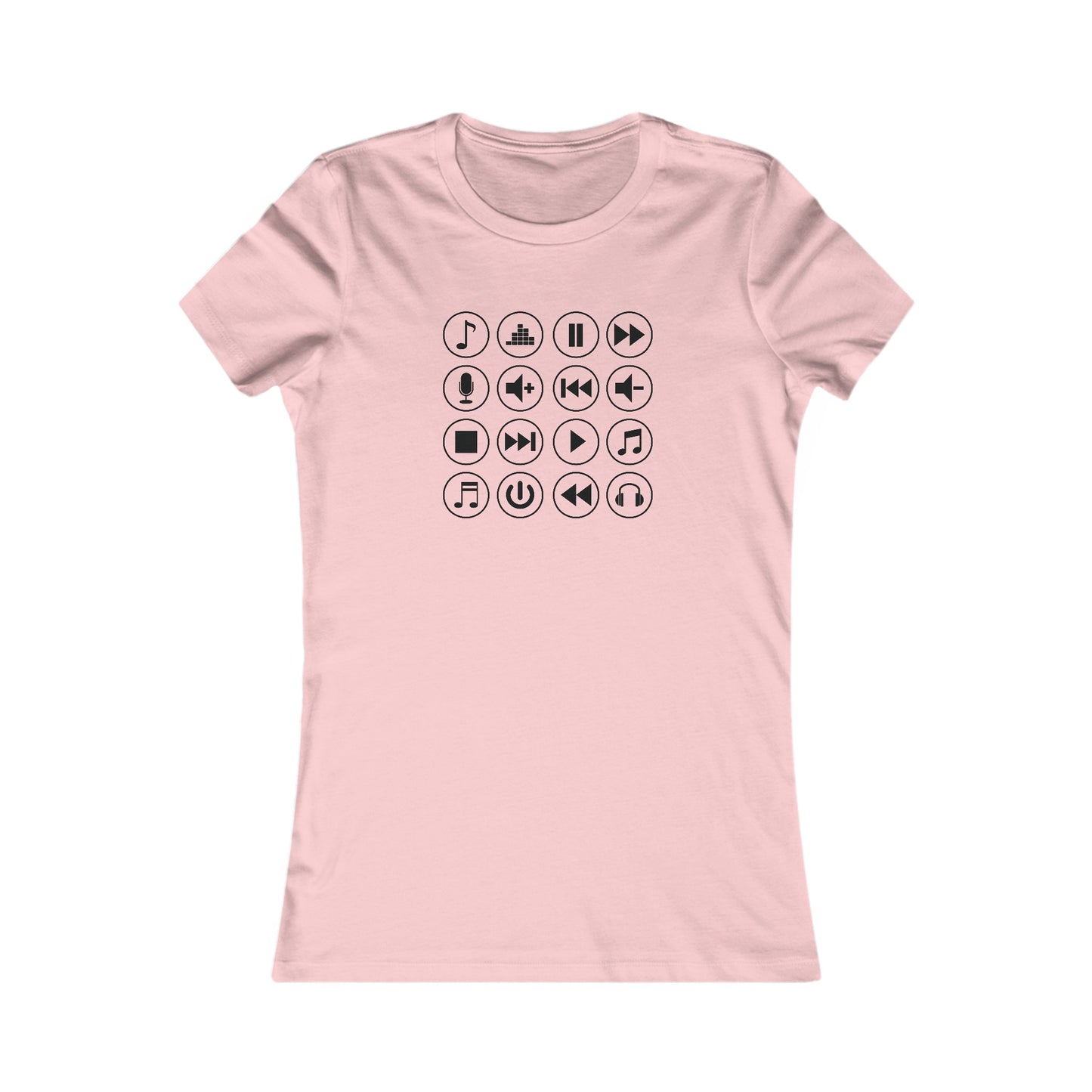 Music Player Symbols Fitted Tee