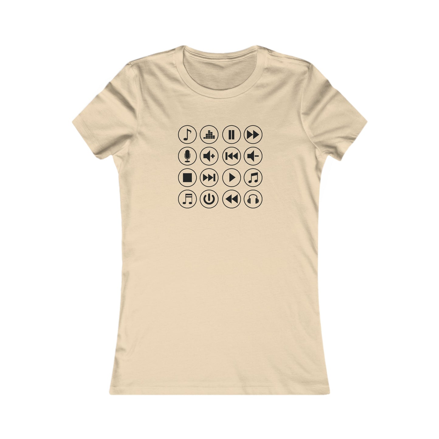 Music Player Symbols Fitted Tee