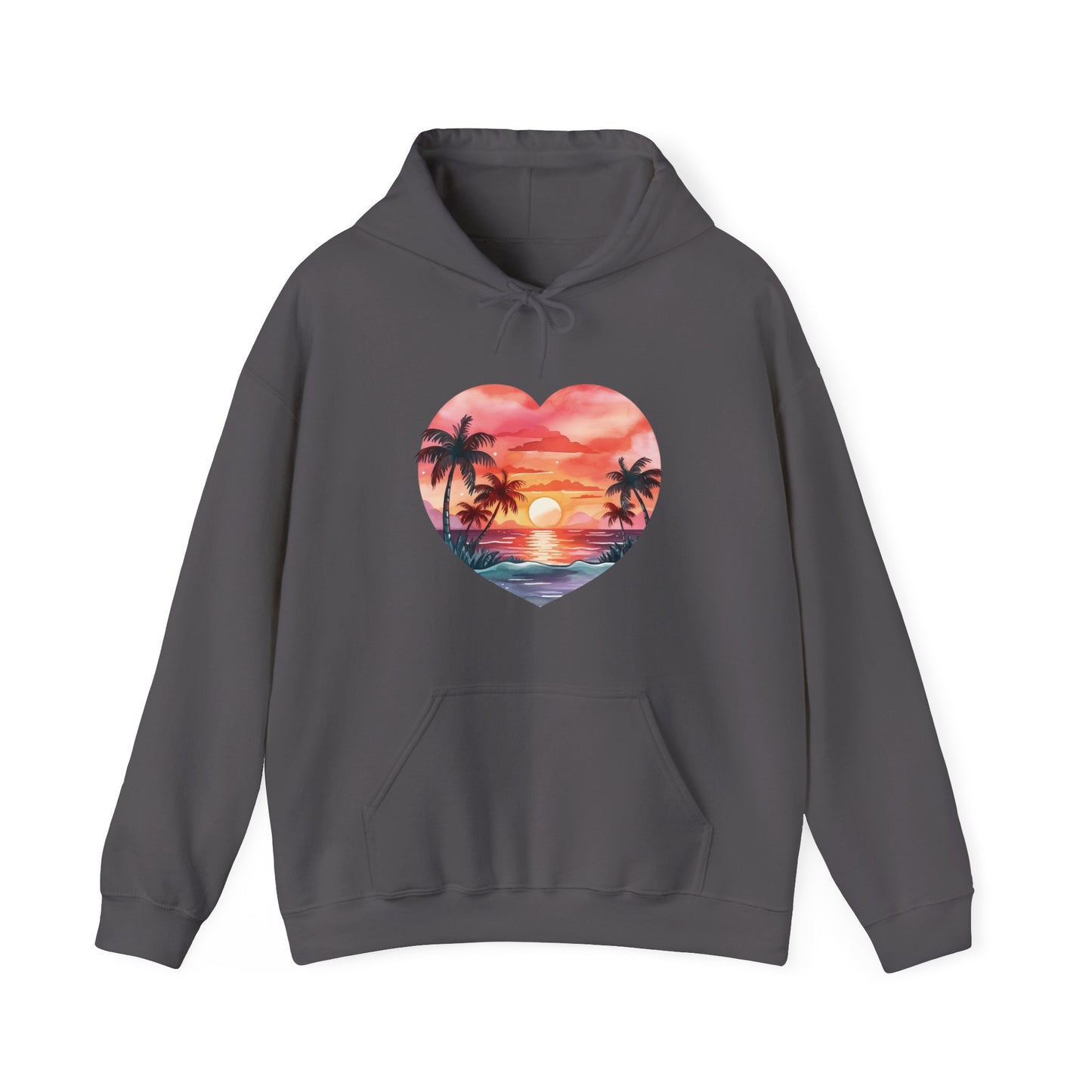 Retro Beach Sunset Heart Hooded Sweatshirt