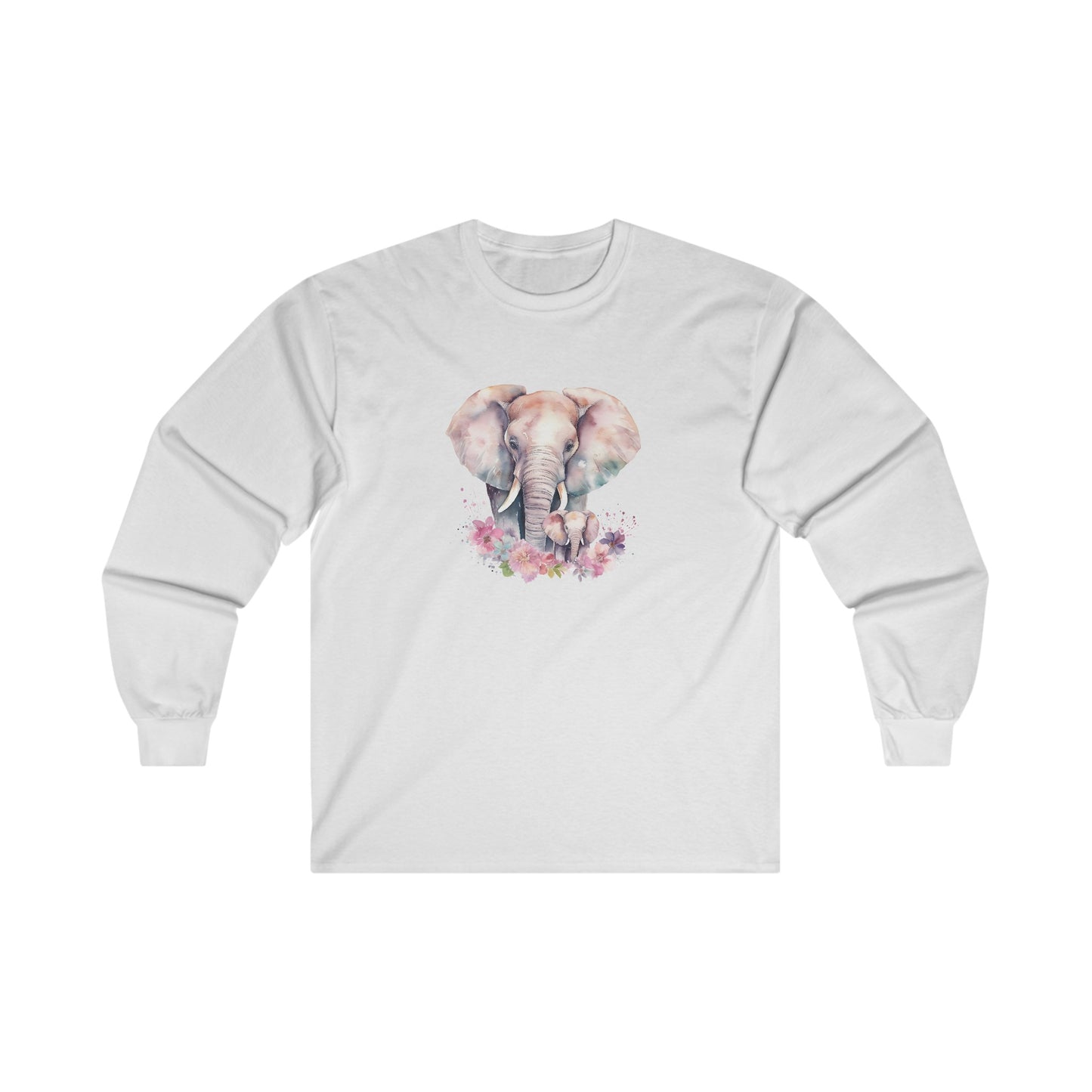 Watercolor Elephant Long Sleeve Tee