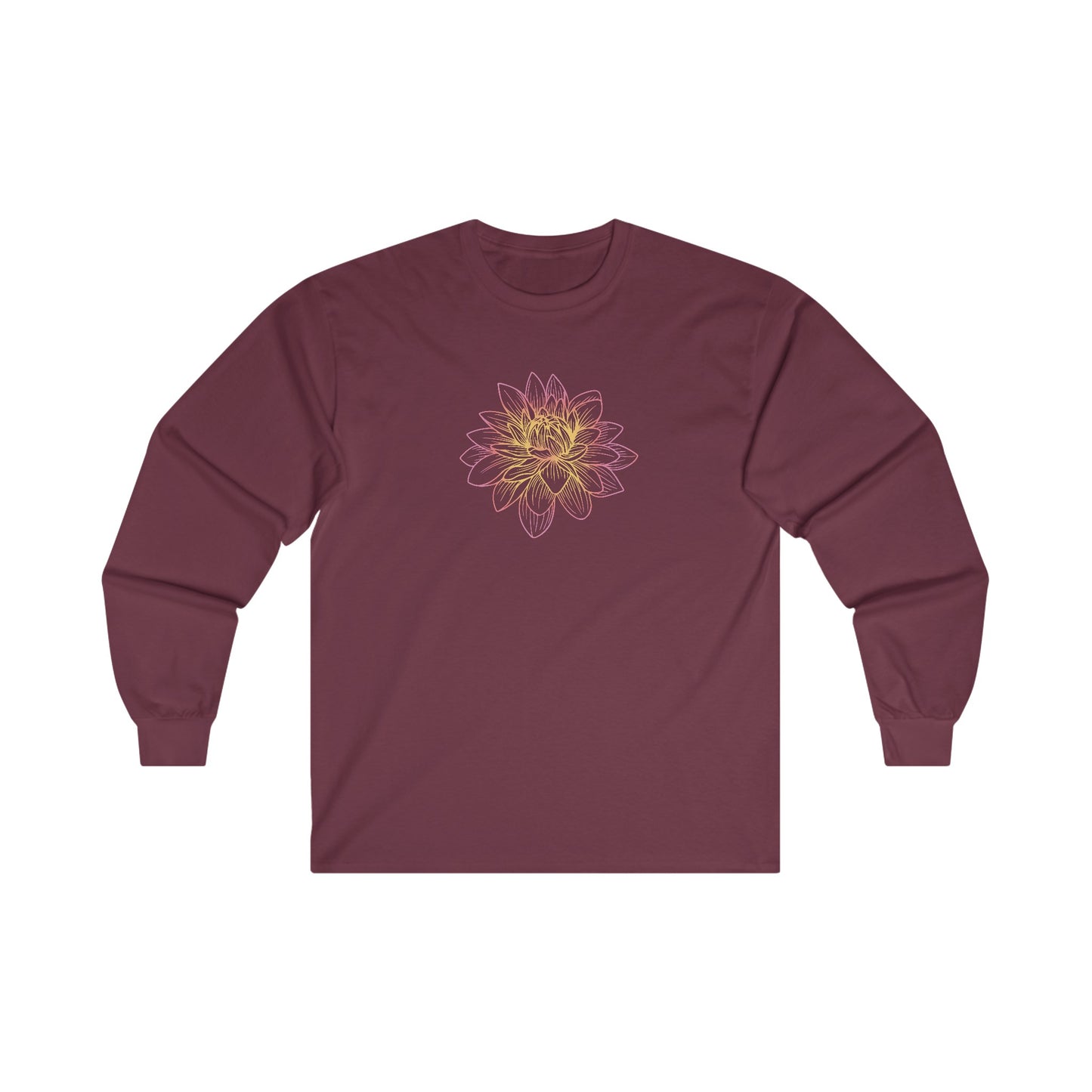 Colorful Lotus Outline Long Sleeve Tee