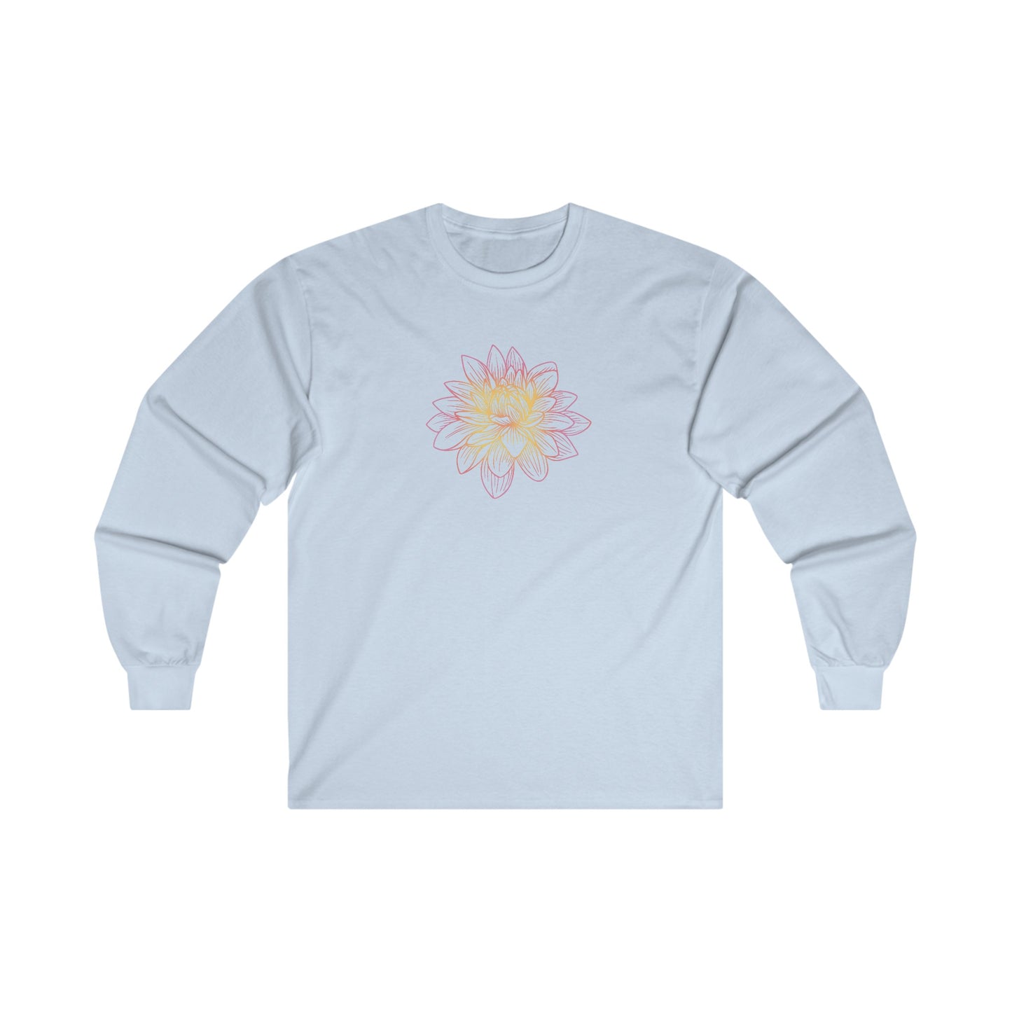 Colorful Lotus Outline Long Sleeve Tee