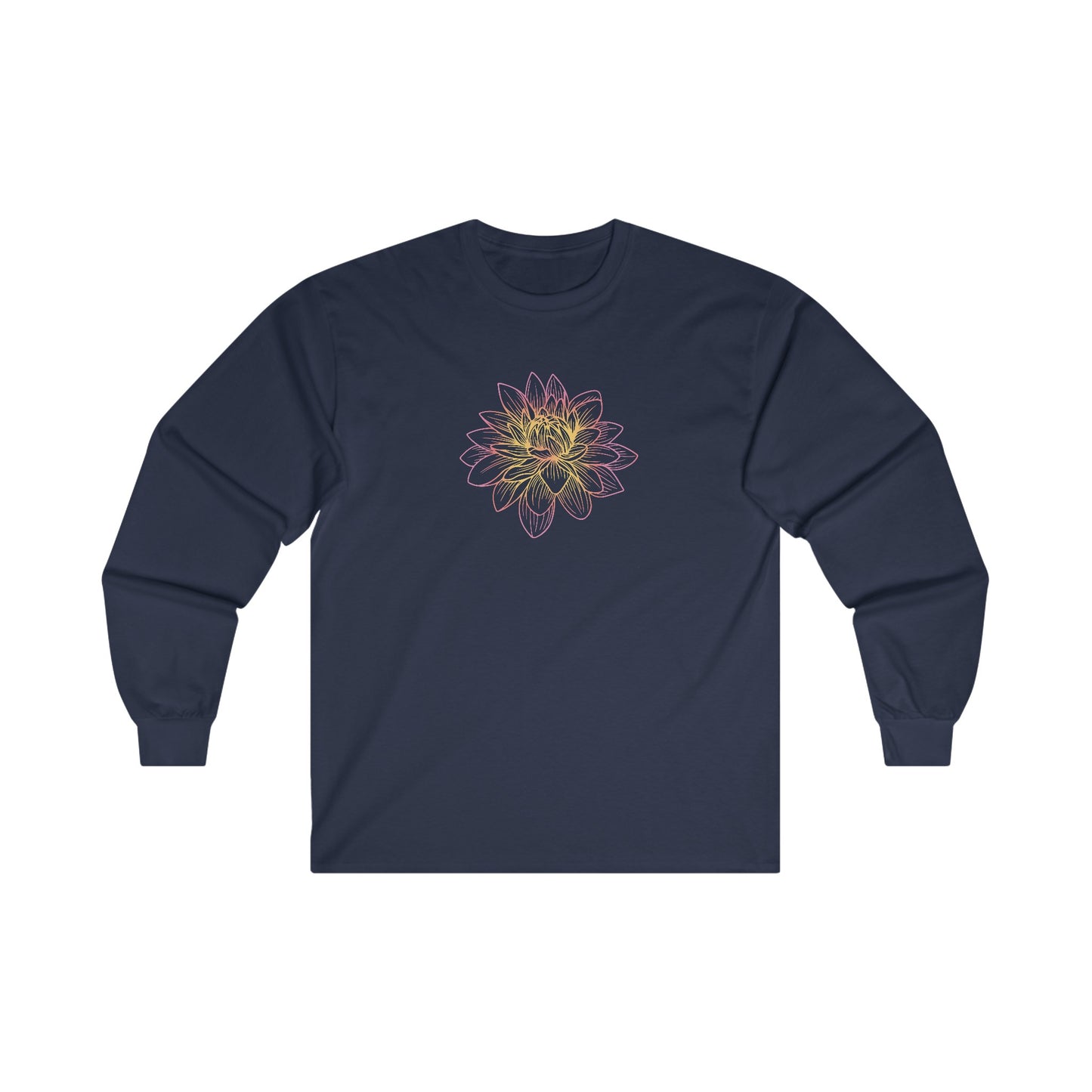 Colorful Lotus Outline Long Sleeve Tee