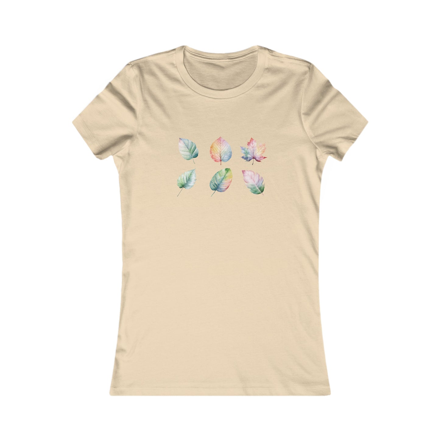 Watercolor Leaf Set Fitted Tee