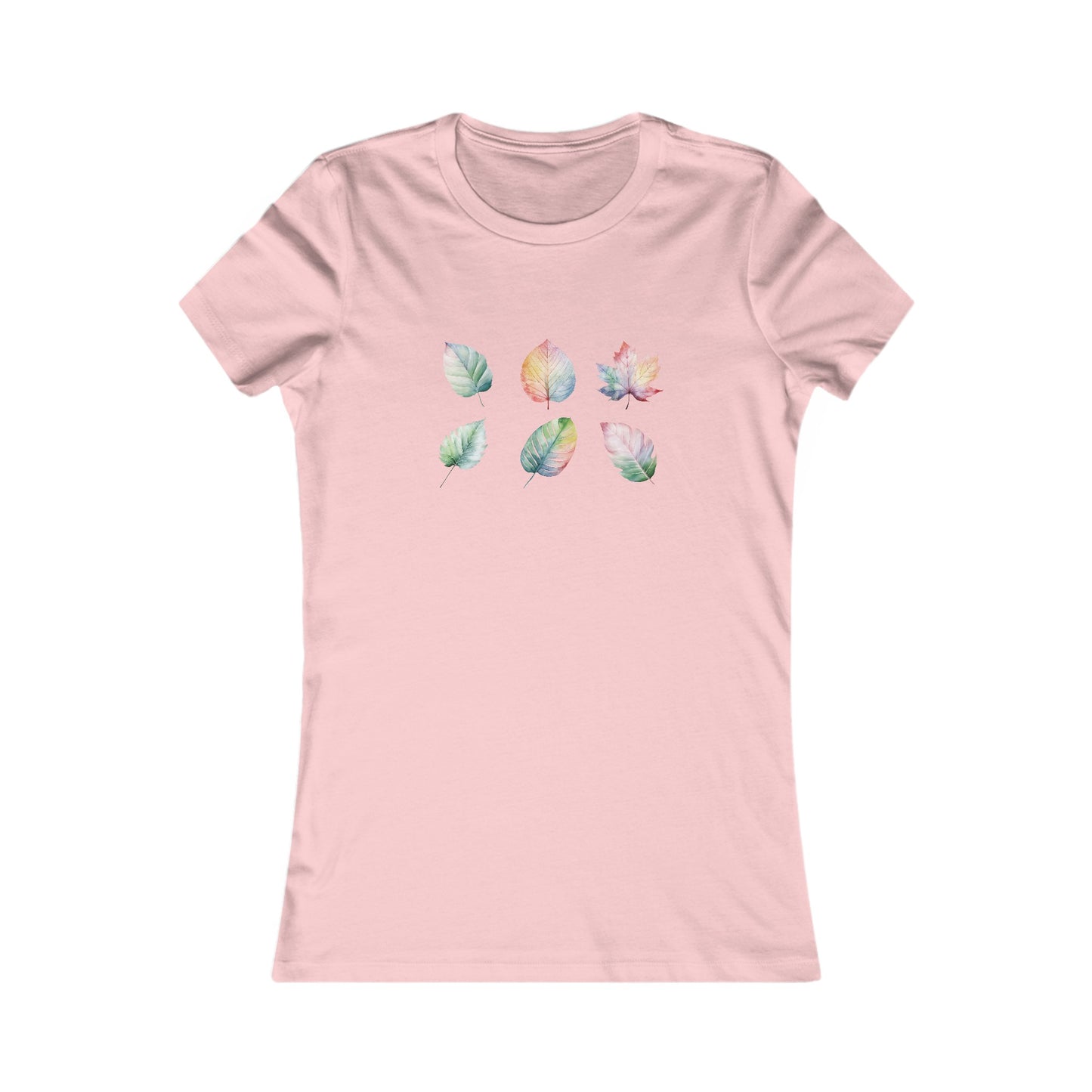 Watercolor Leaf Set Fitted Tee