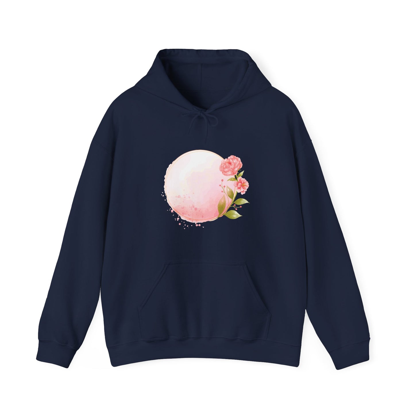 Pink Watercolor Rose Circle Hooded Sweatshirt