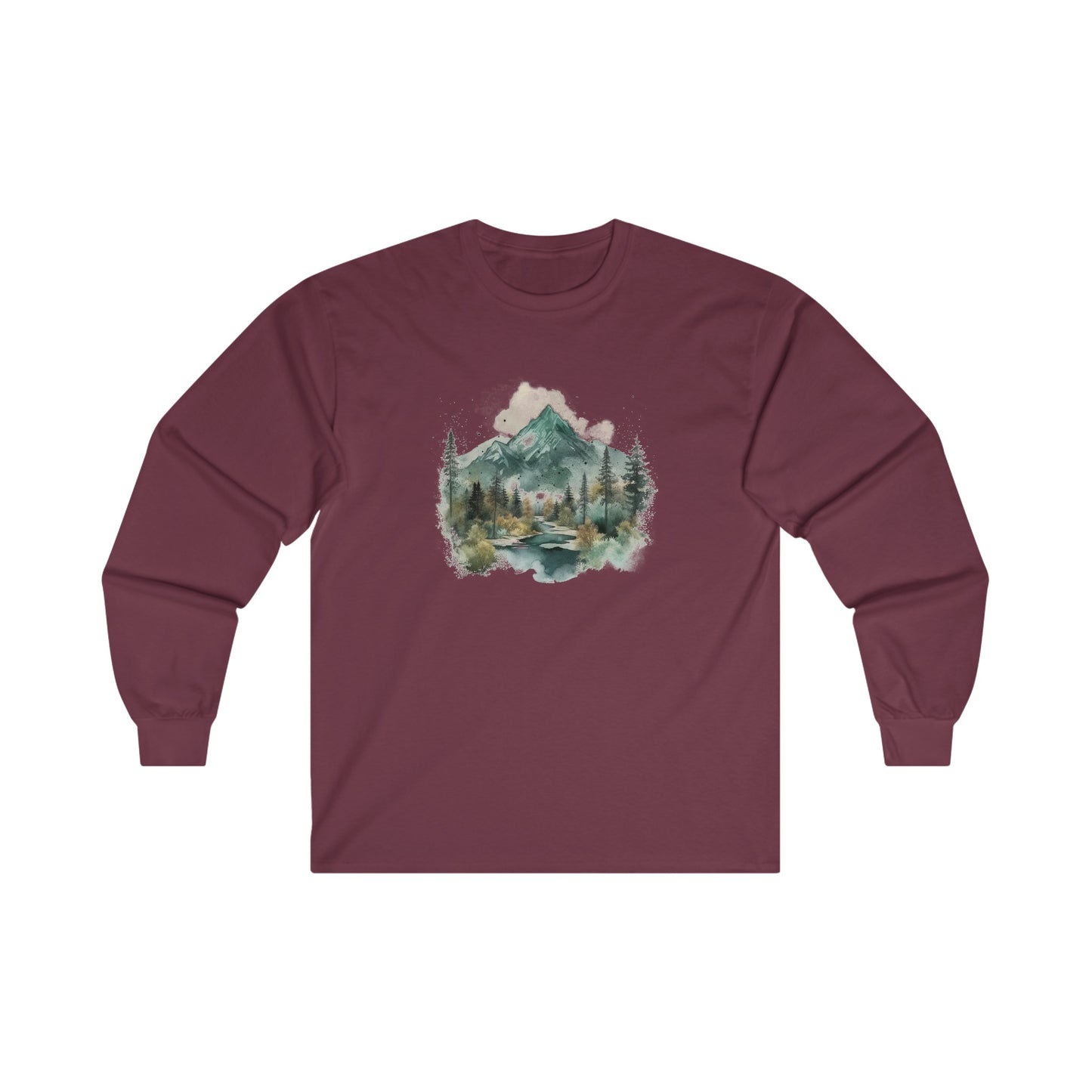 Watercolor Mountains Long Sleeve Tee