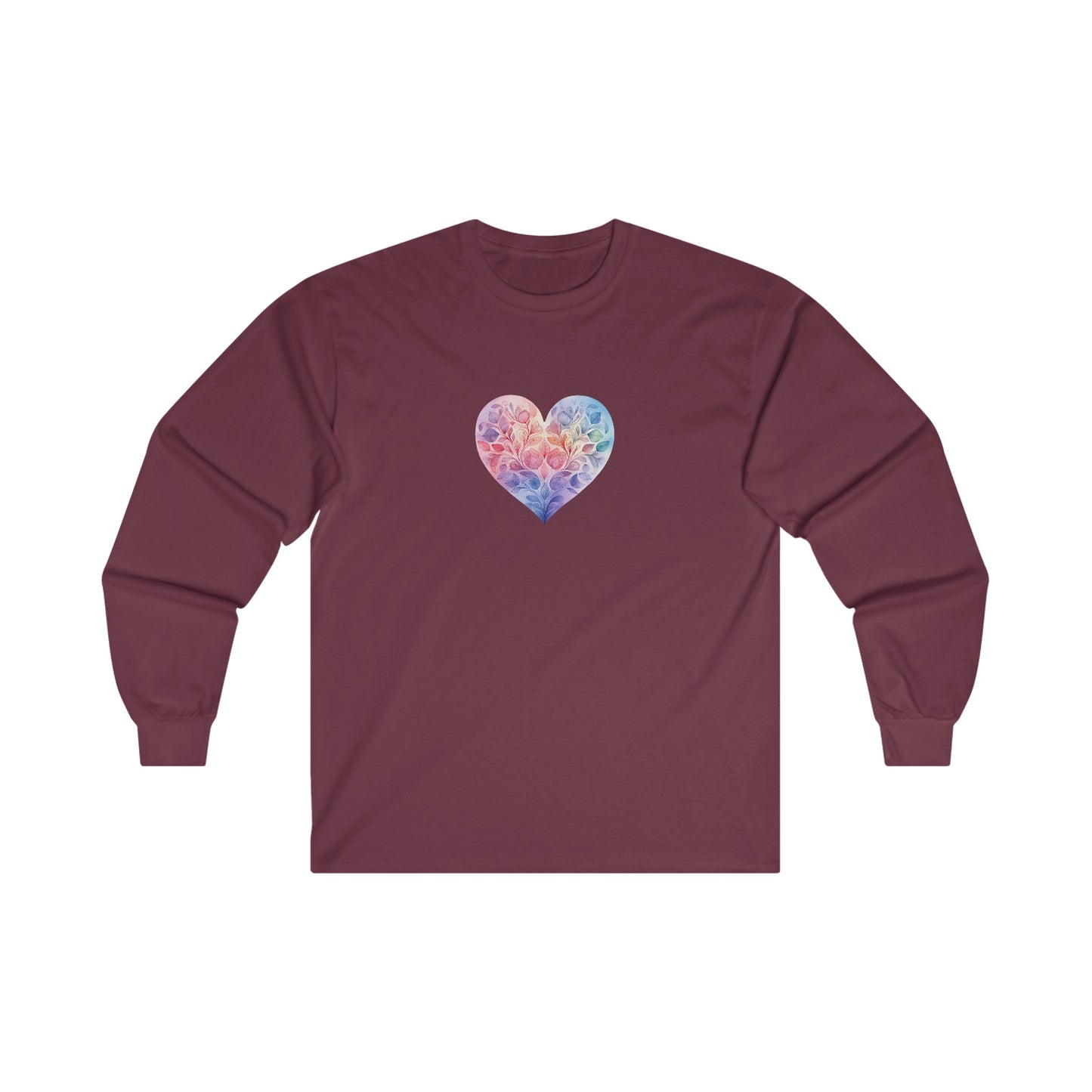 Watercolor Heart Long Sleeve Tee 006