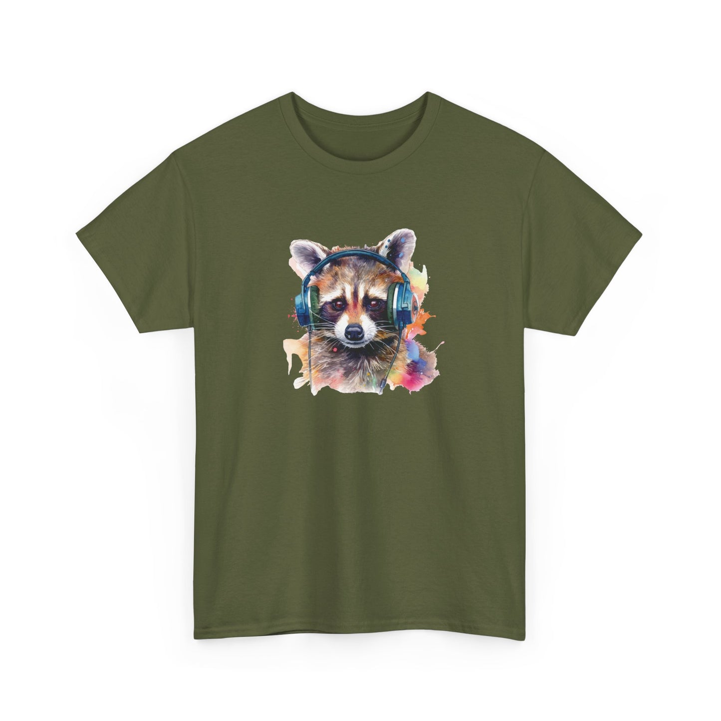 Raccoon with Headphones Short Sleeve Tee