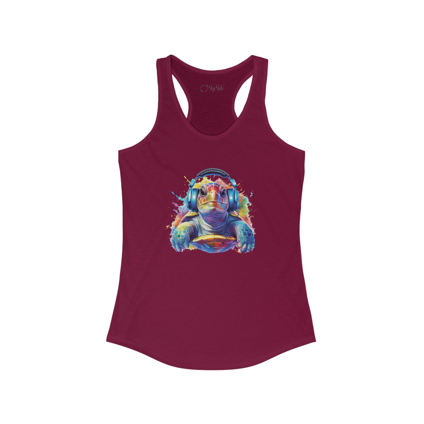 Turtle with Headphones Racerback Tank
