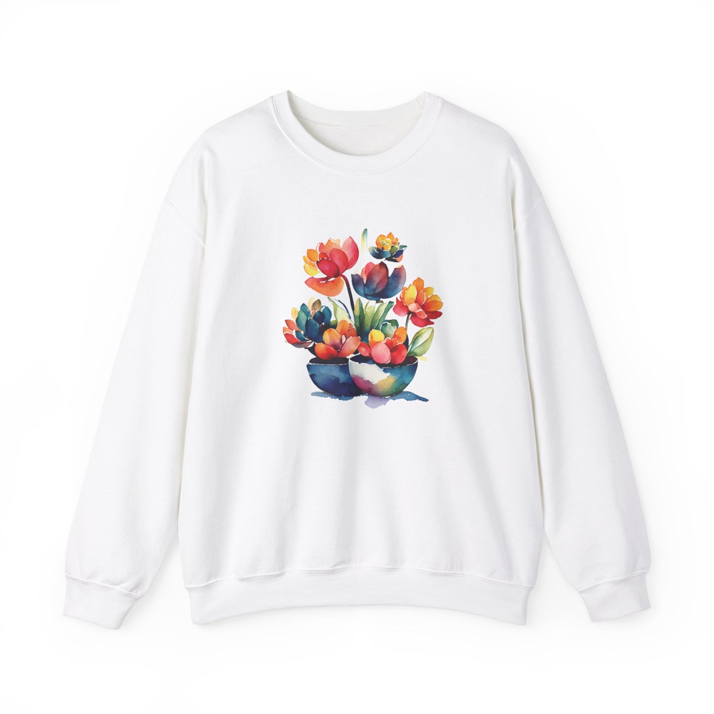 Watercolor Succulent Flowers Sweatshirt