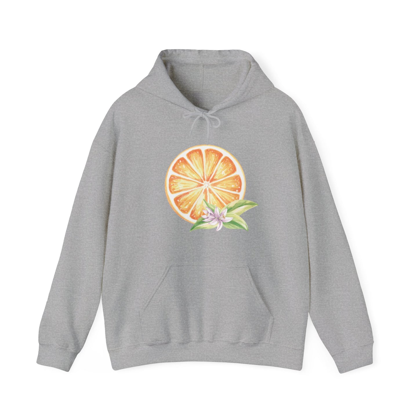 Orange and Flower Hooded Sweatshirt