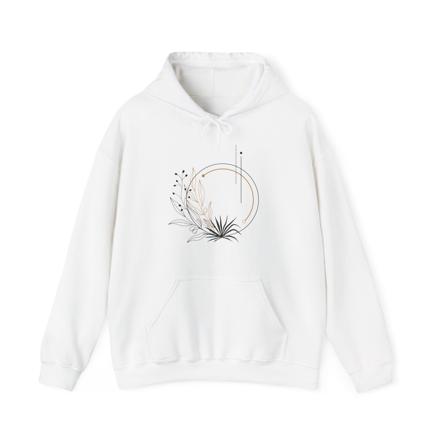 Black and Gold Leafy Circle Hooded Sweatshirt