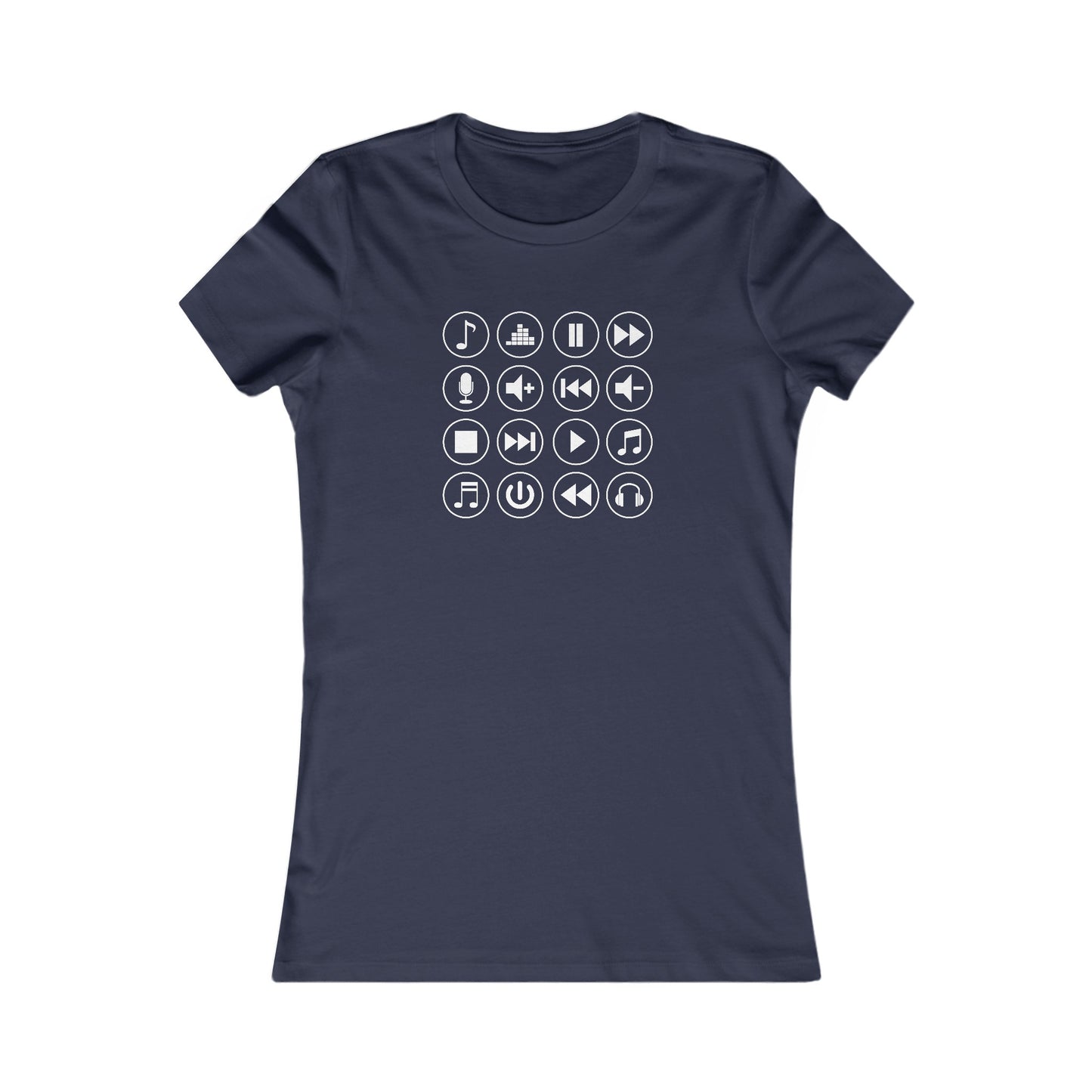 Music Player Symbols Fitted Tee