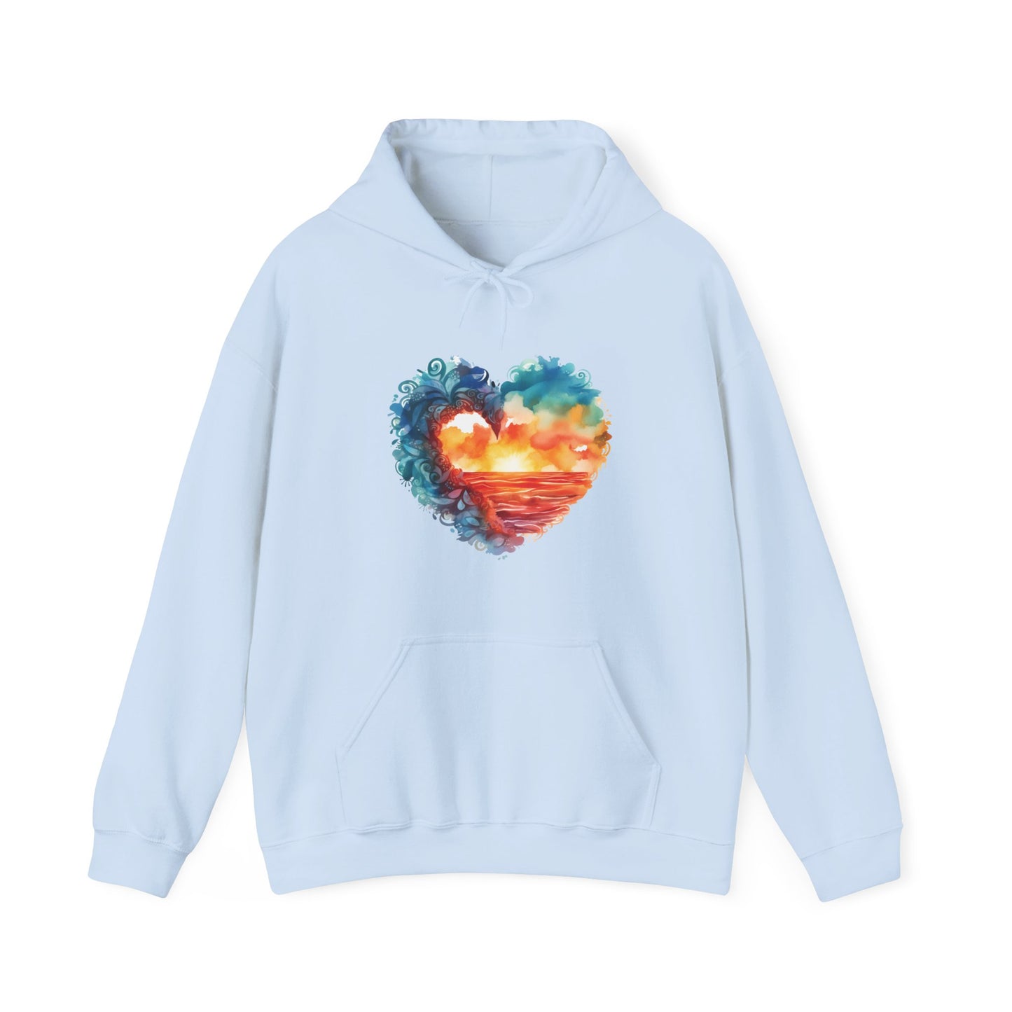 Abstract Sunset Heart Hooded Sweatshirt