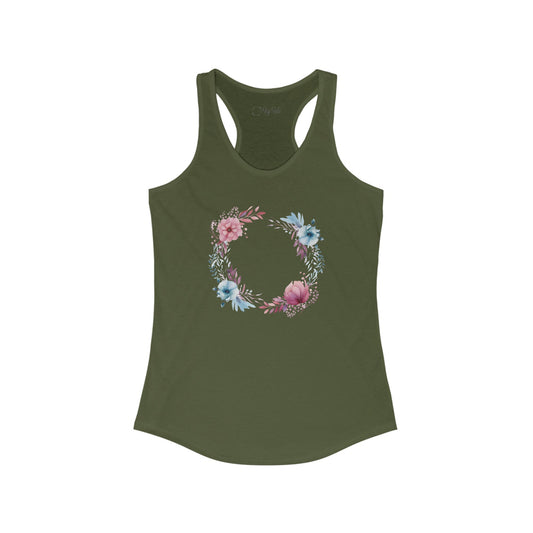 Watercolor Flowers Circle Racerback Tank