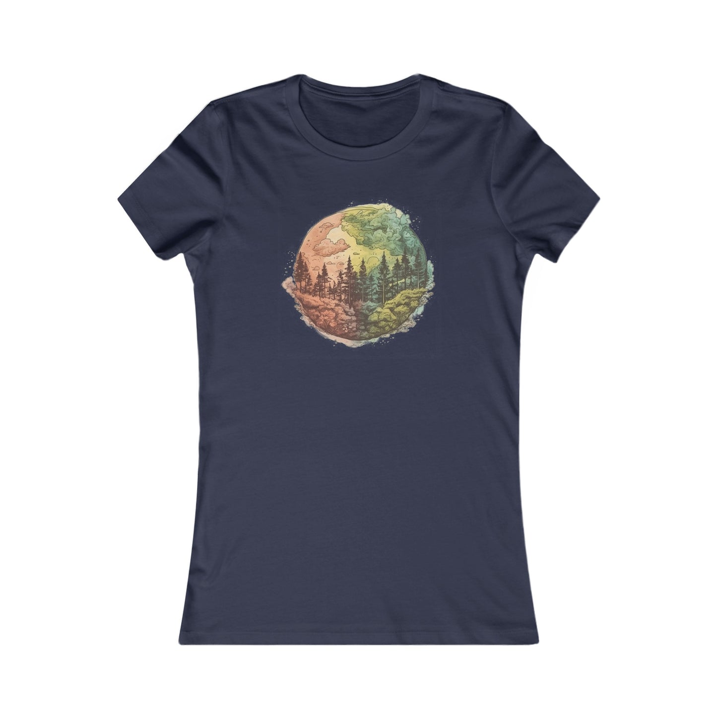 Watercolor Forest Fitted Tee