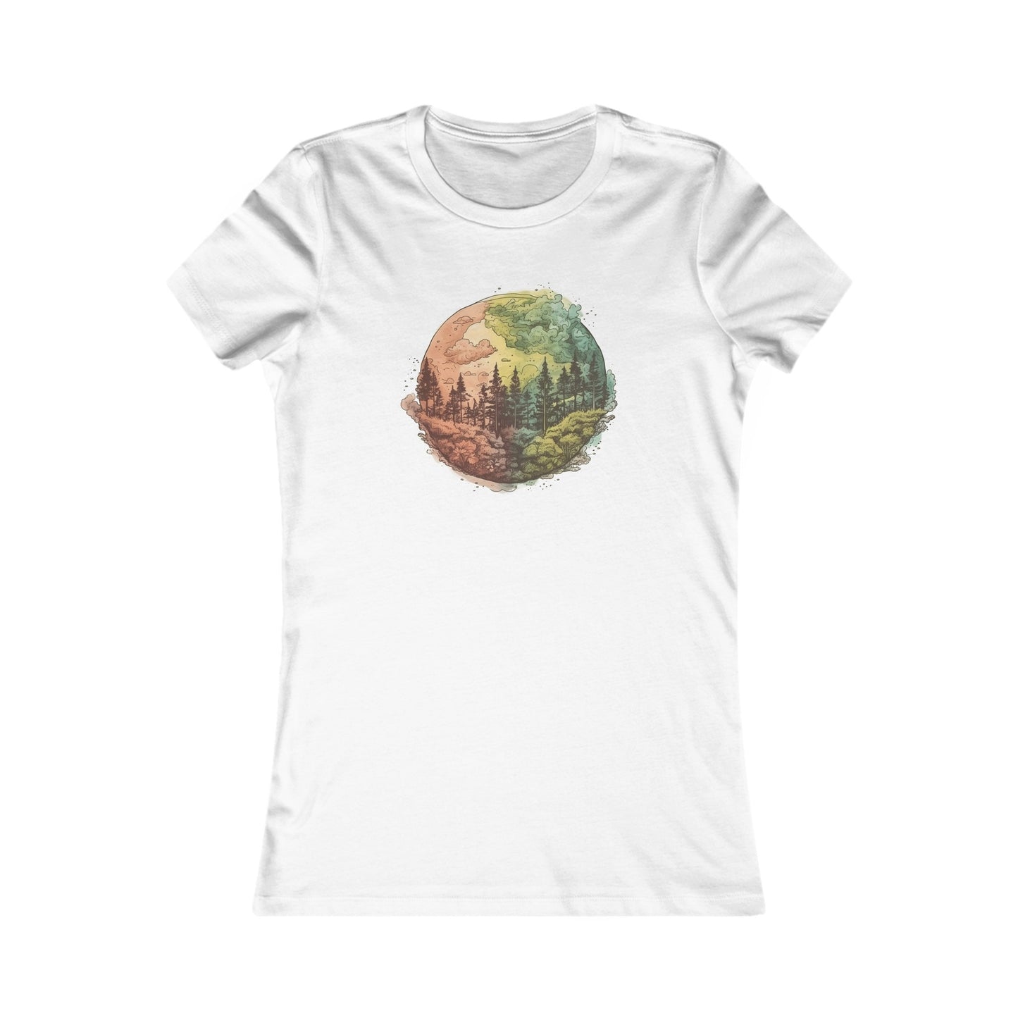 Watercolor Forest Fitted Tee