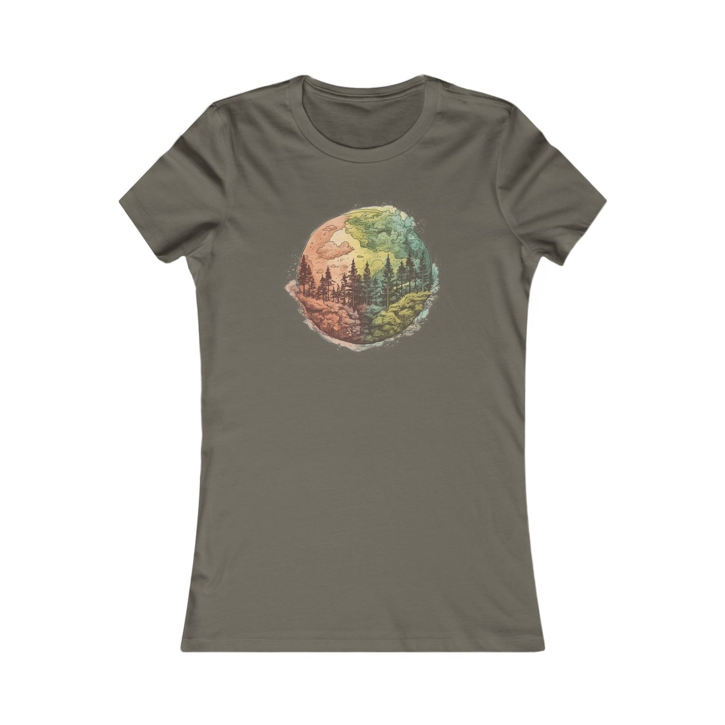 Watercolor Forest Fitted Tee