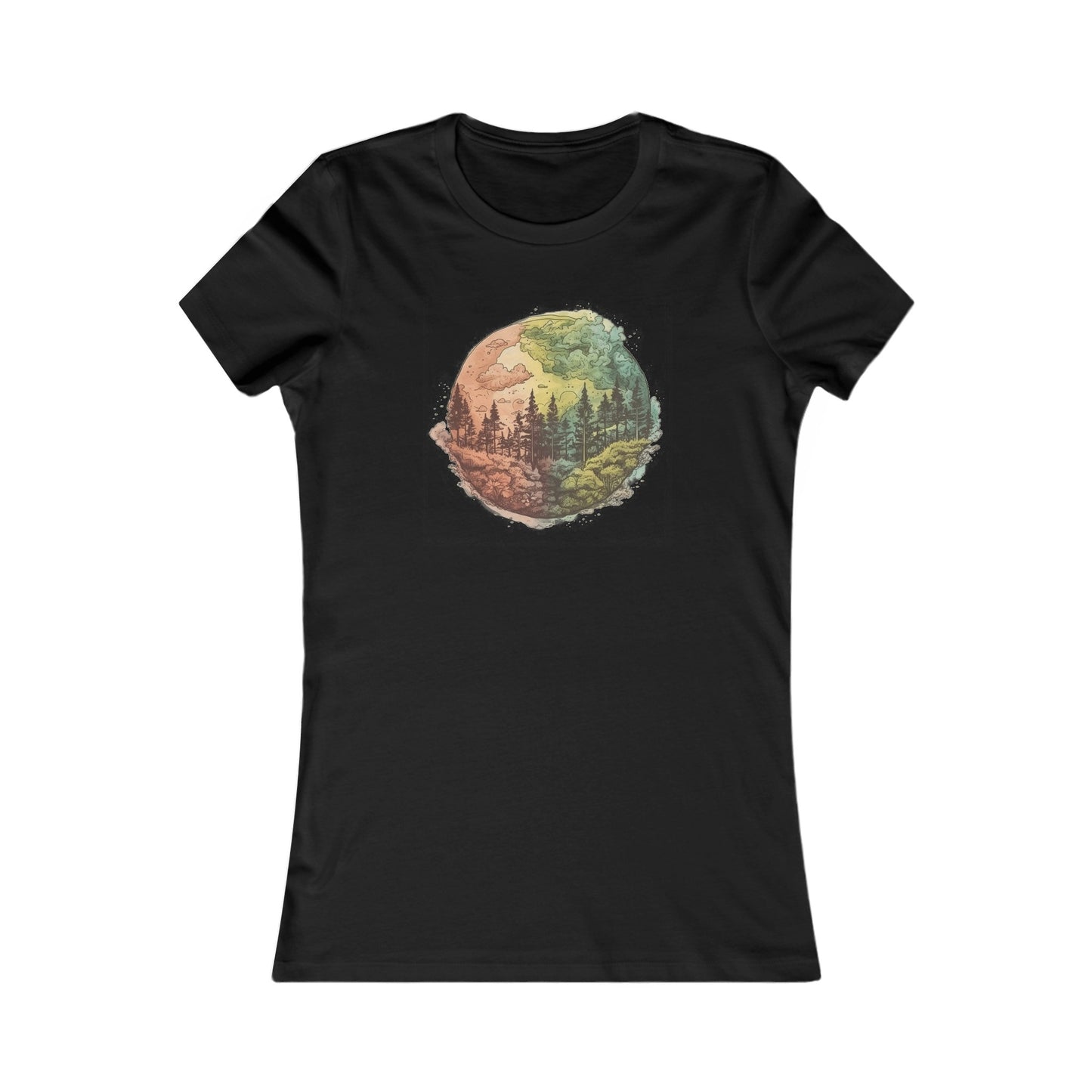 Watercolor Forest Fitted Tee