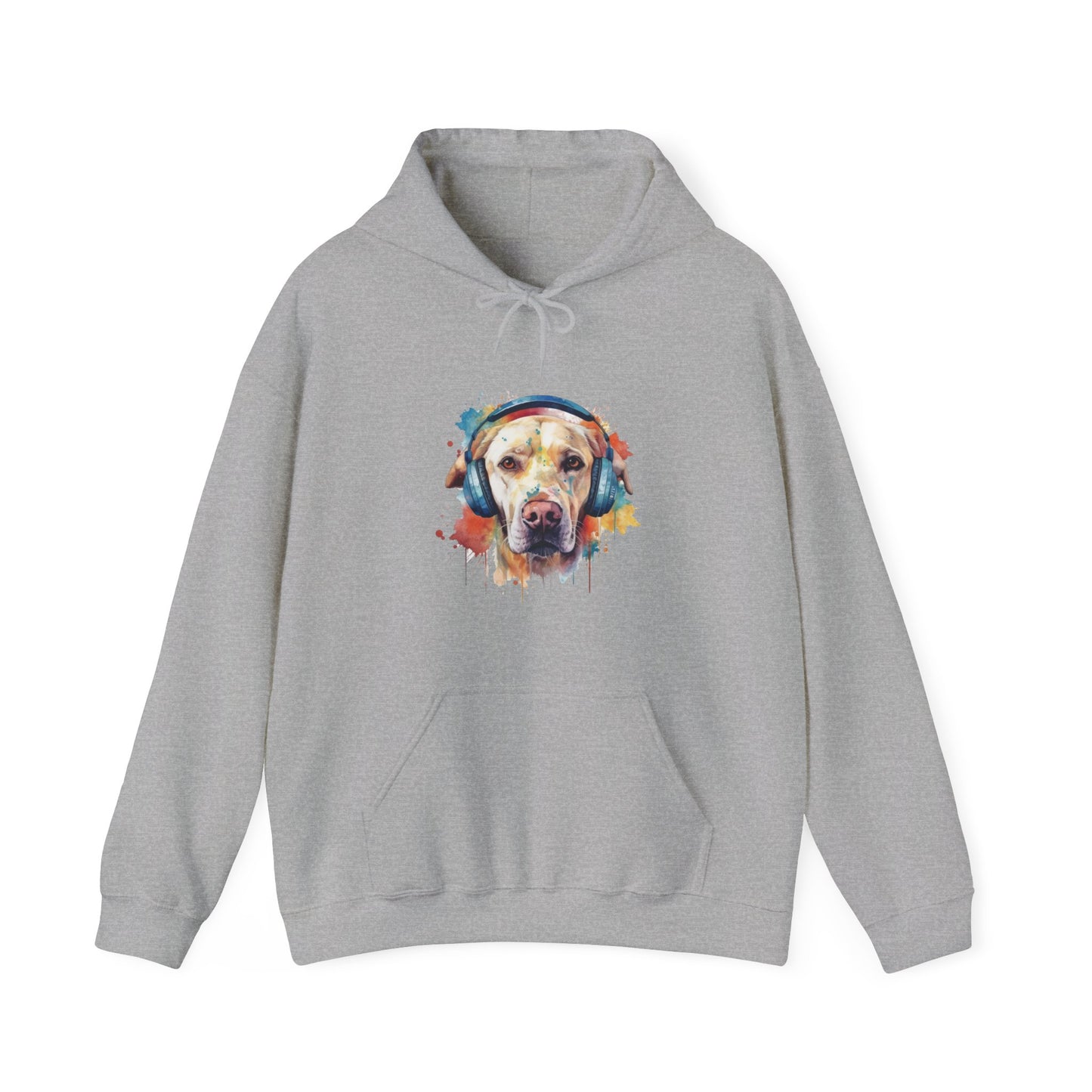 Labrador Retriever with Headphones Hooded Sweatshirt