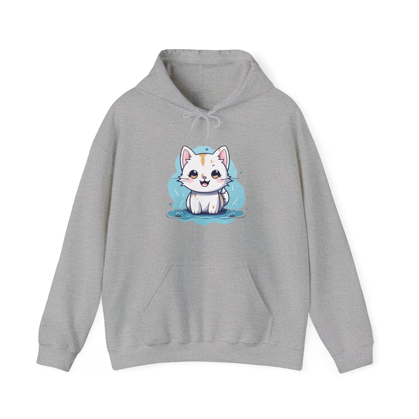 Cute Blue Cat Hooded Sweatshirt