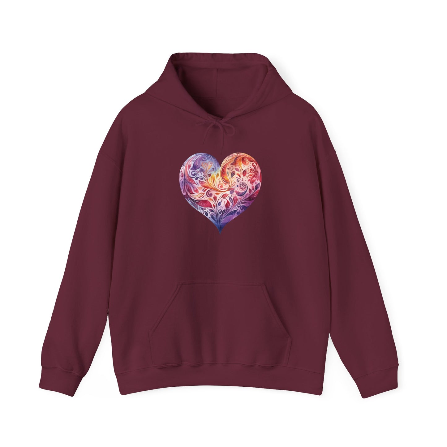 Watercolor Heart Hooded Sweatshirt 003