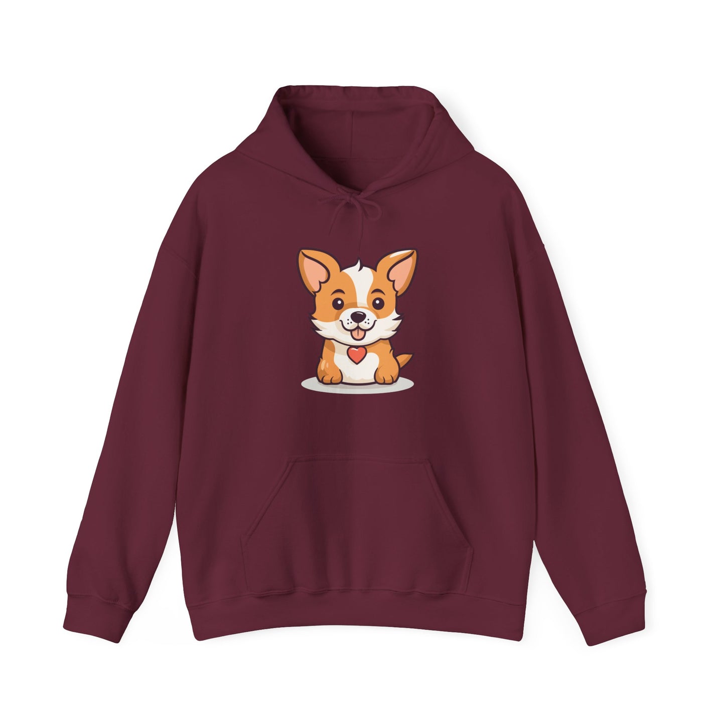 Cute Dog with Heart Hooded Sweatshirt