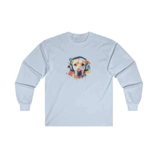 Labrador Retriever with Headphones Long Sleeve Tee